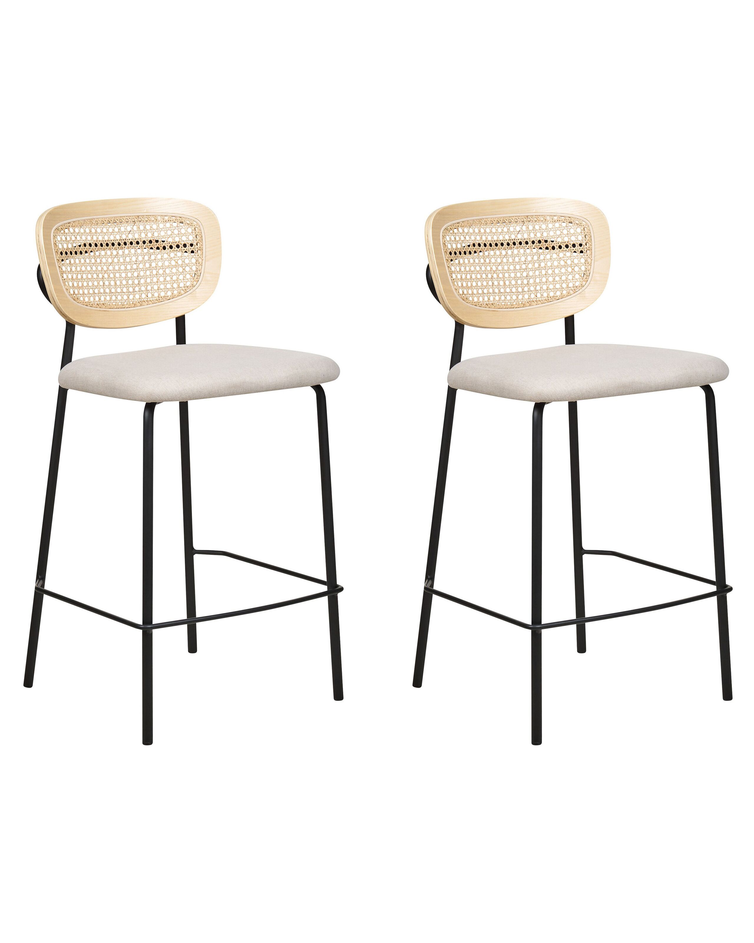 Set of 2 Fabric Bar Chairs Light Beige MAYETTA