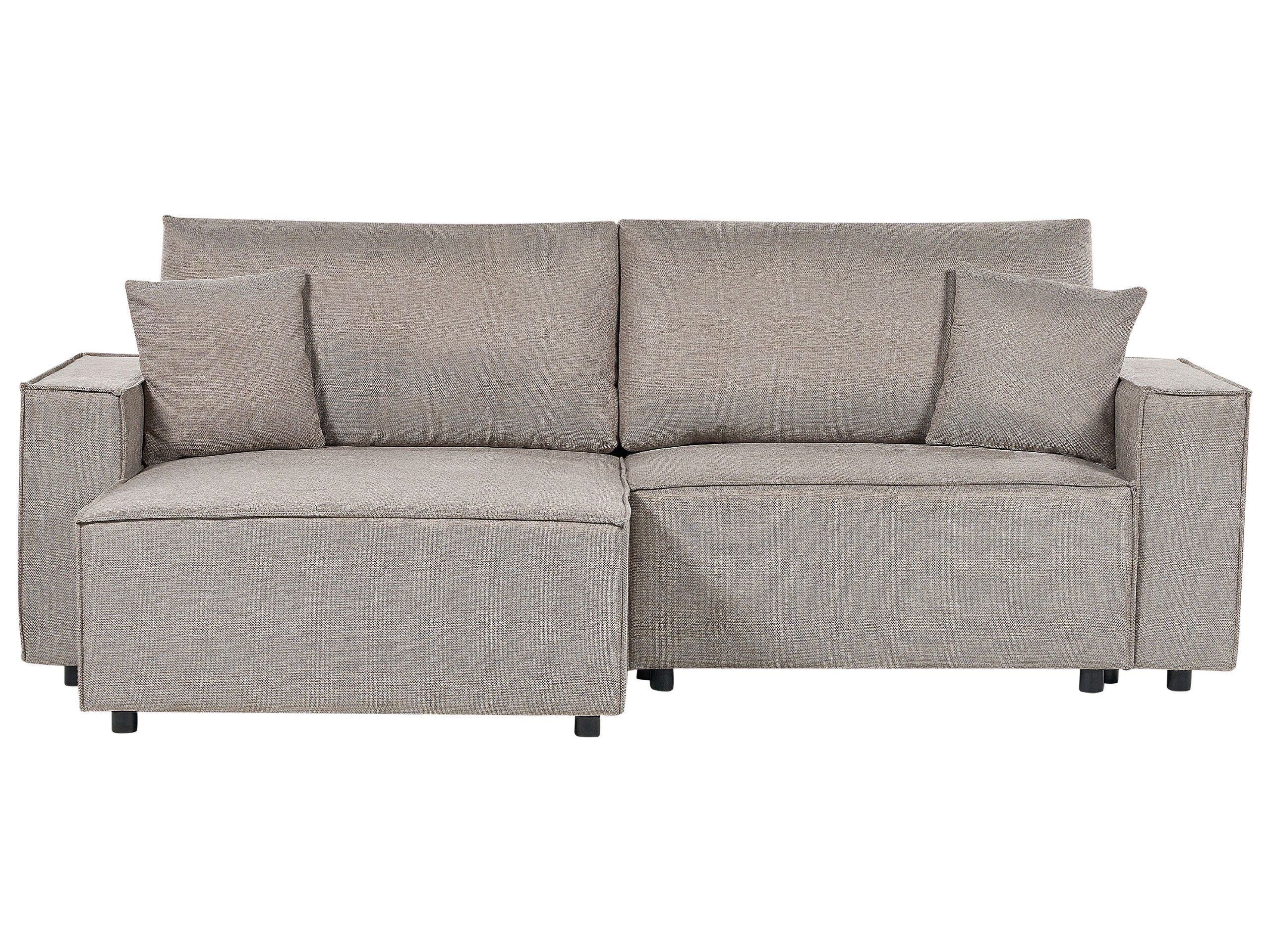 Right Hand Fabric Corner Sofa Bed with Storage Taupe KARILA