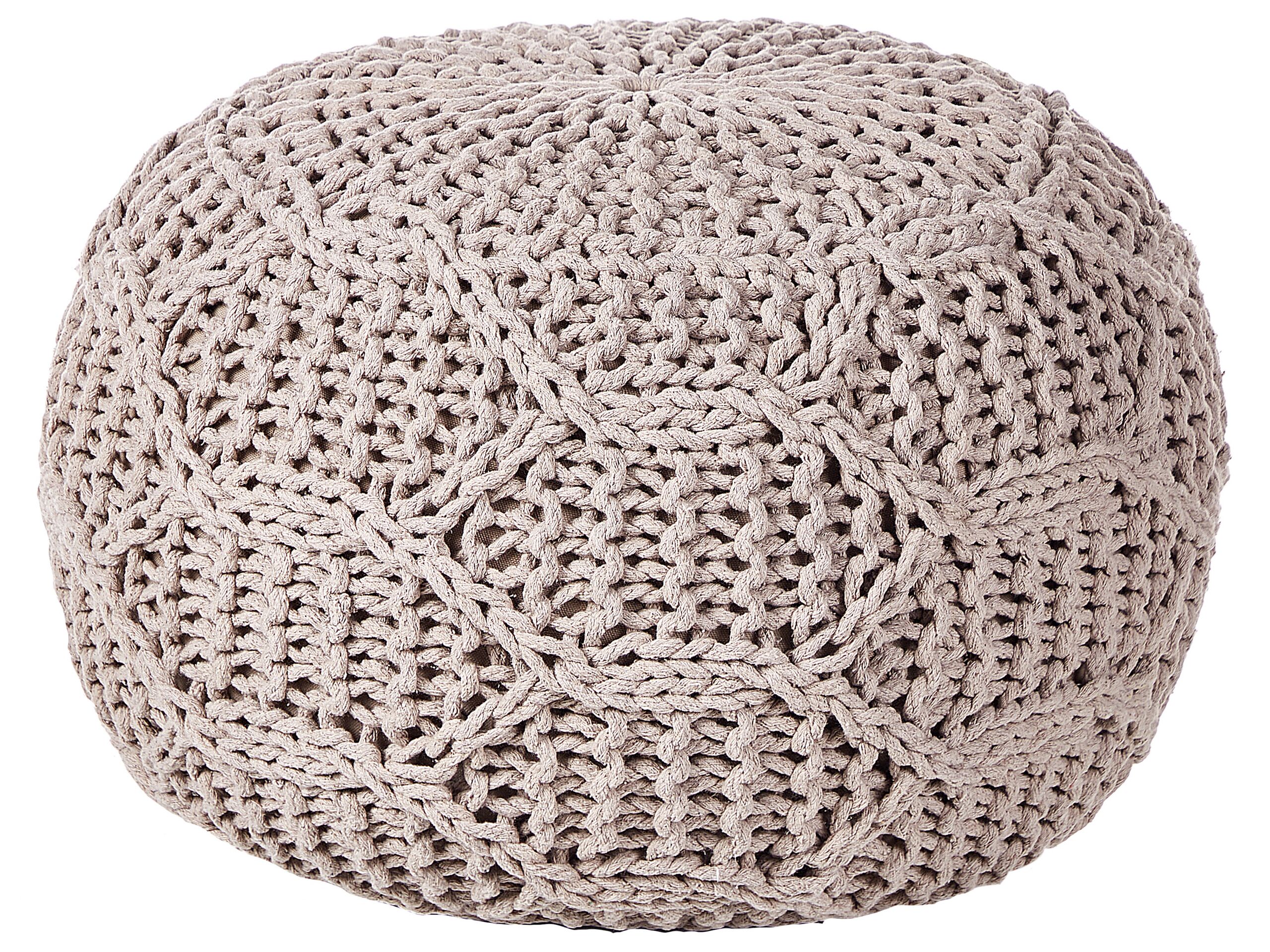 Cotton Macrame Pouffe Taupe TRIMAN