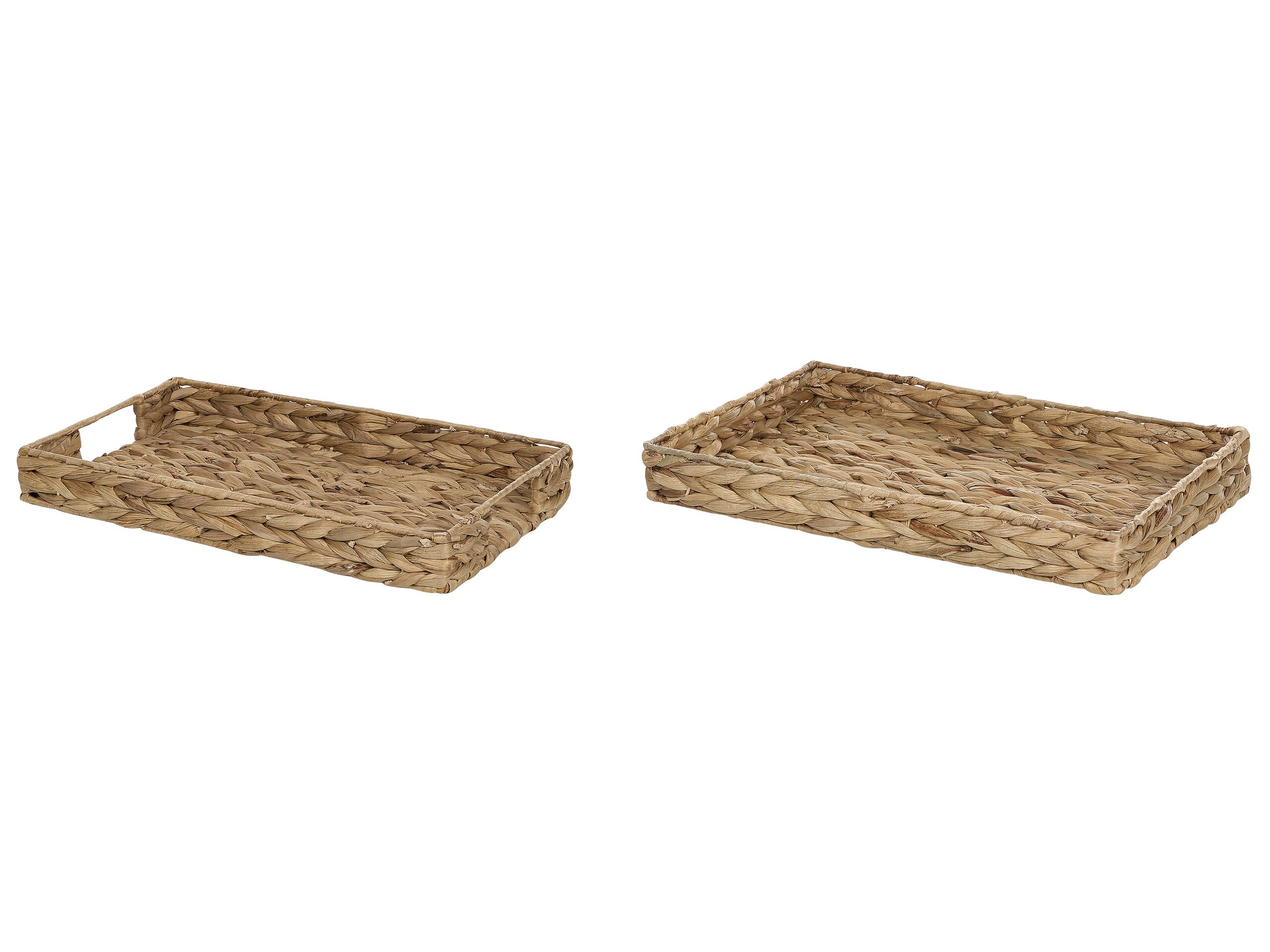 Set of 2 Water Hyacinth Decorative Trays Light