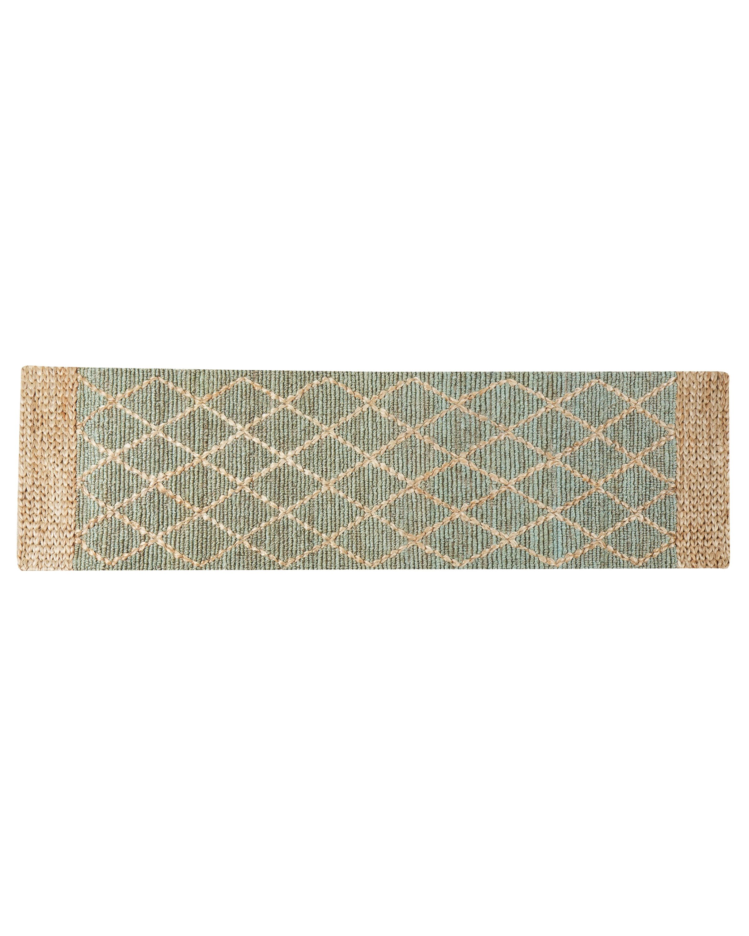 Jute Runner Rug 80x300cm Green and Beige