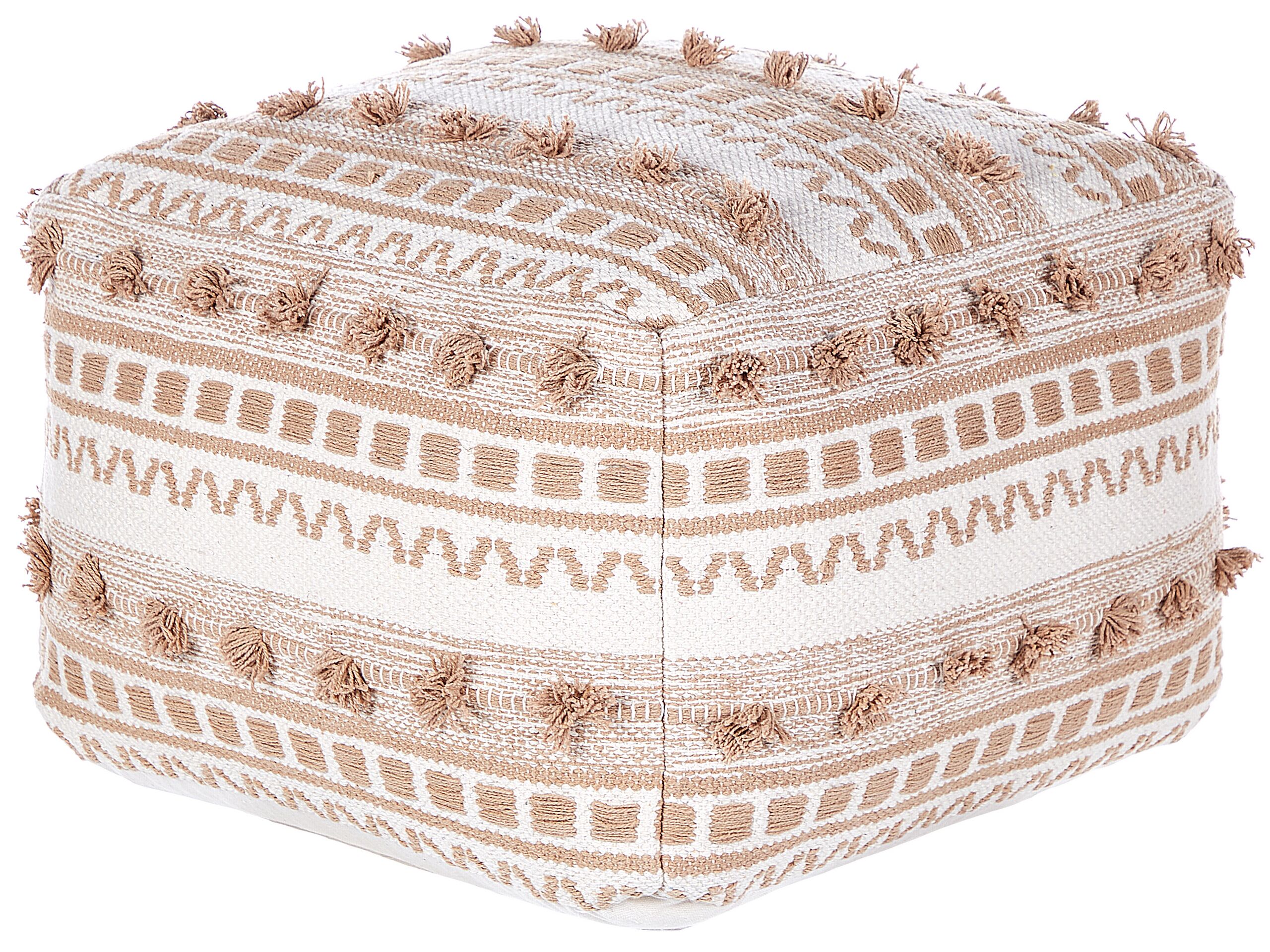 Cotton Pouffe 50 x 50 x 35 cm Beige KARAW