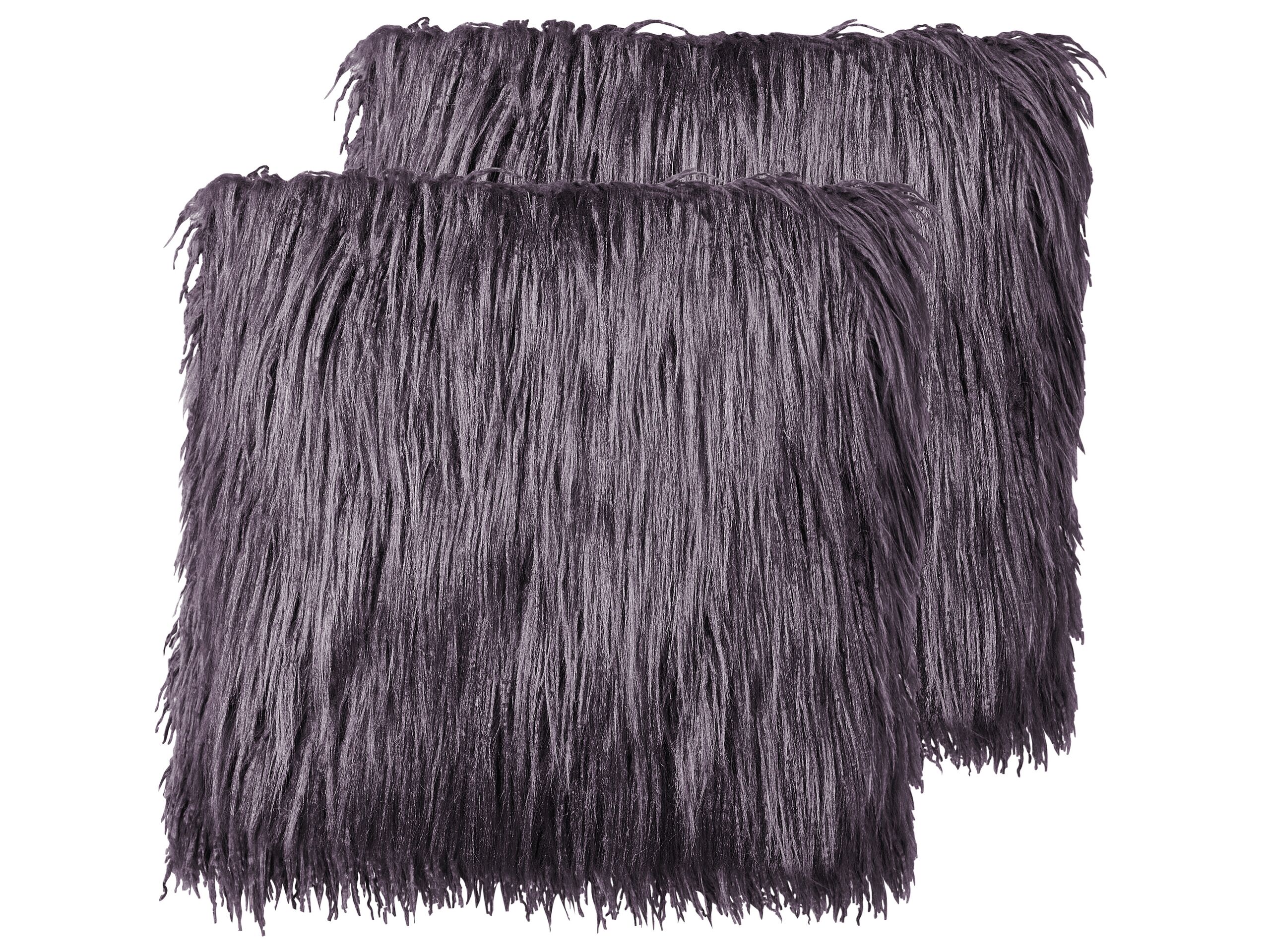 Set of 2 Faux Fur Cushions 45x45cm Dark Grey