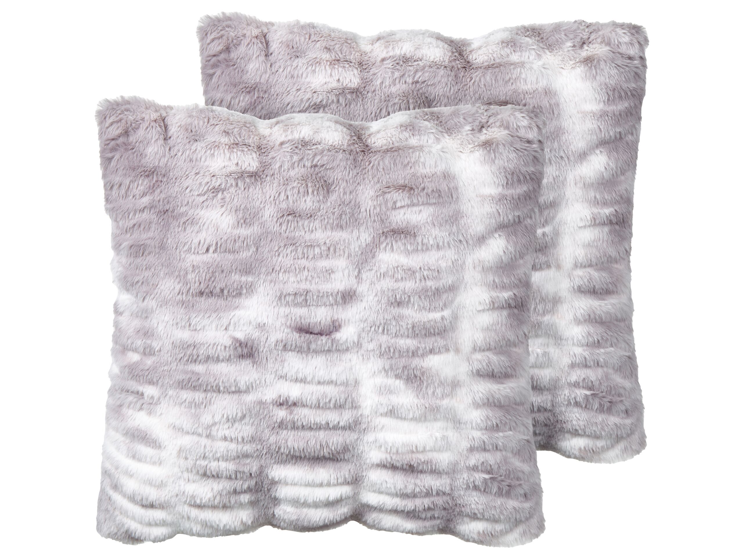 Set of 2 Faux Fur Cushions 45x45cm Light Grey