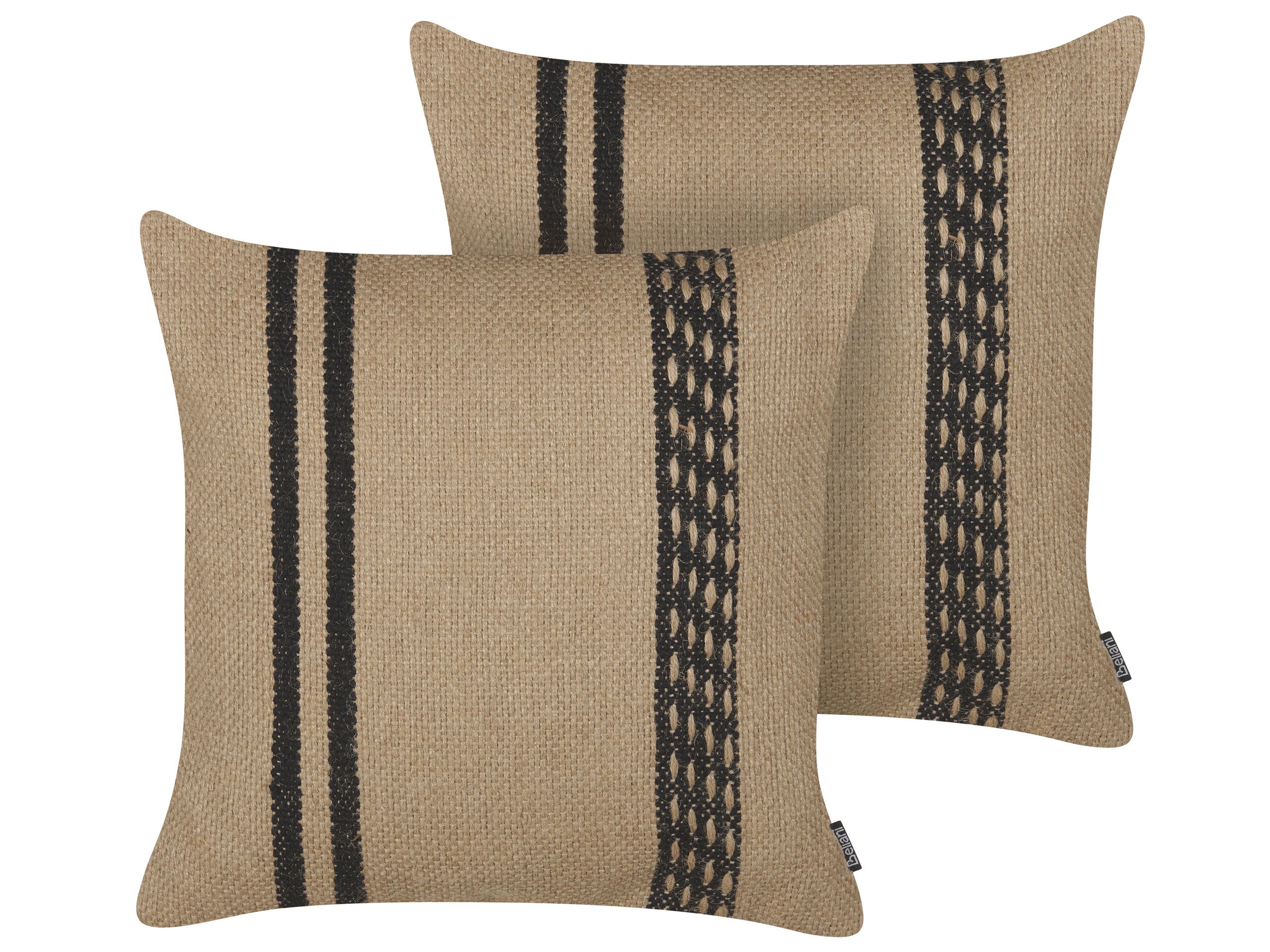 Set of 2 Jute Cushions 45x45cm Beige