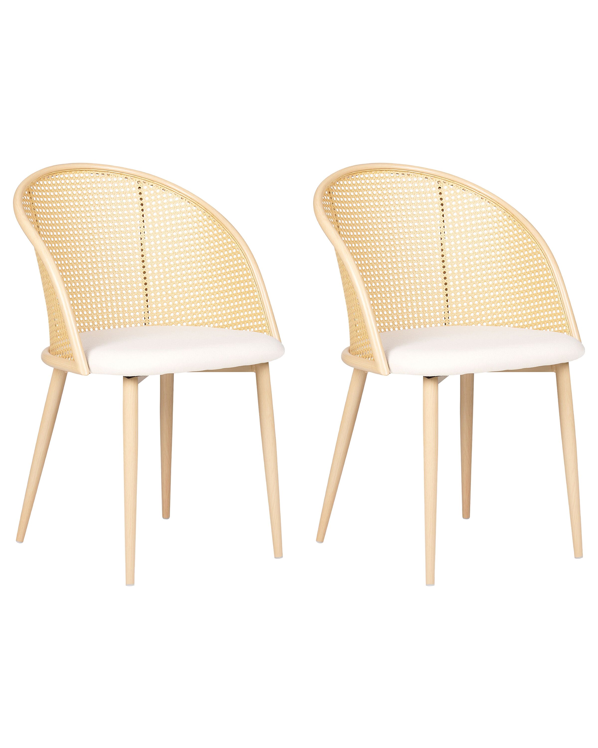 Set of 2 Metal Dining Chairs Light Wood CORNELL