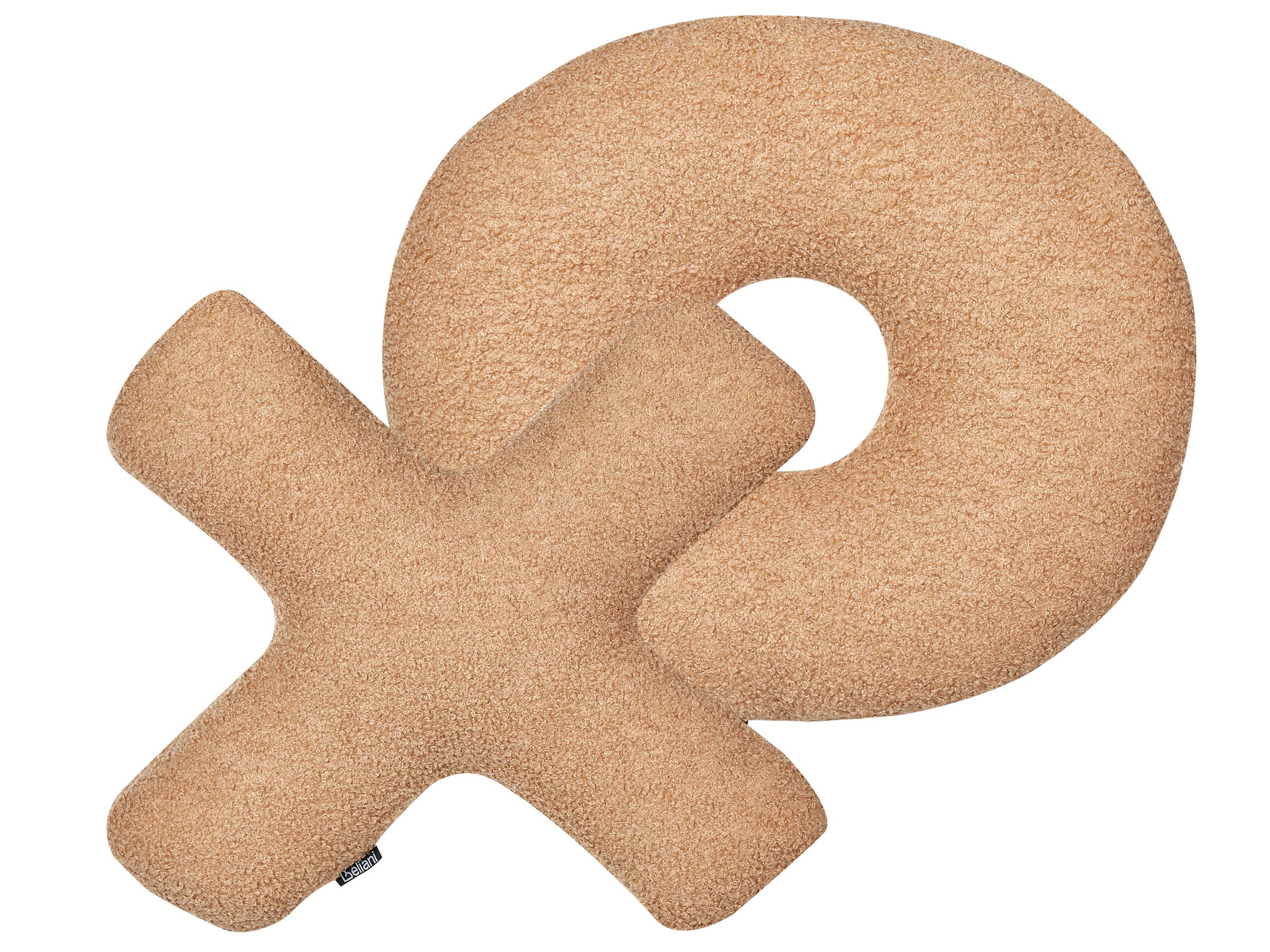Set of 2 Teddy Letter Cushions Light Brown