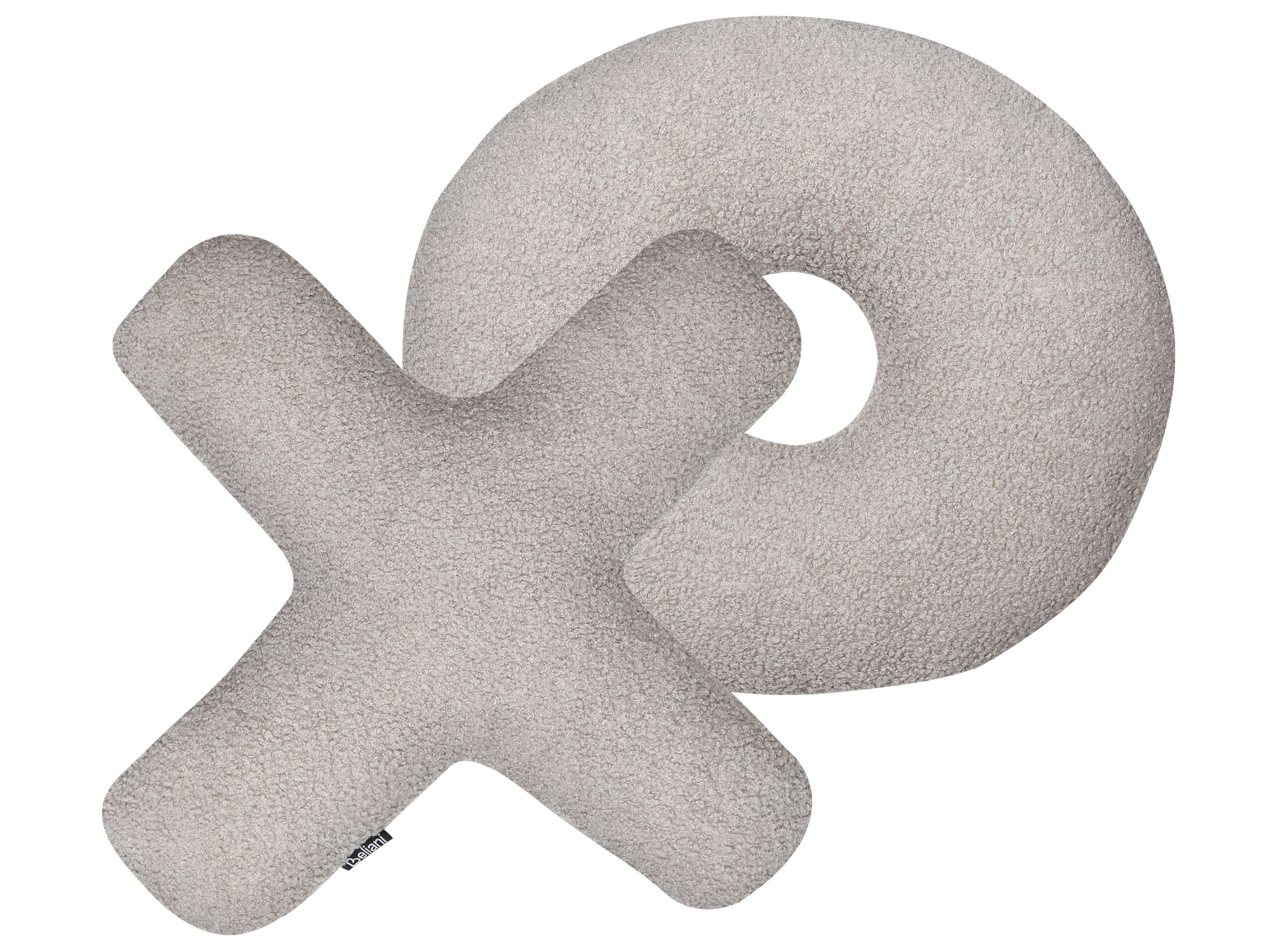 Set of 2 Teddy Letter Cushions Light Grey