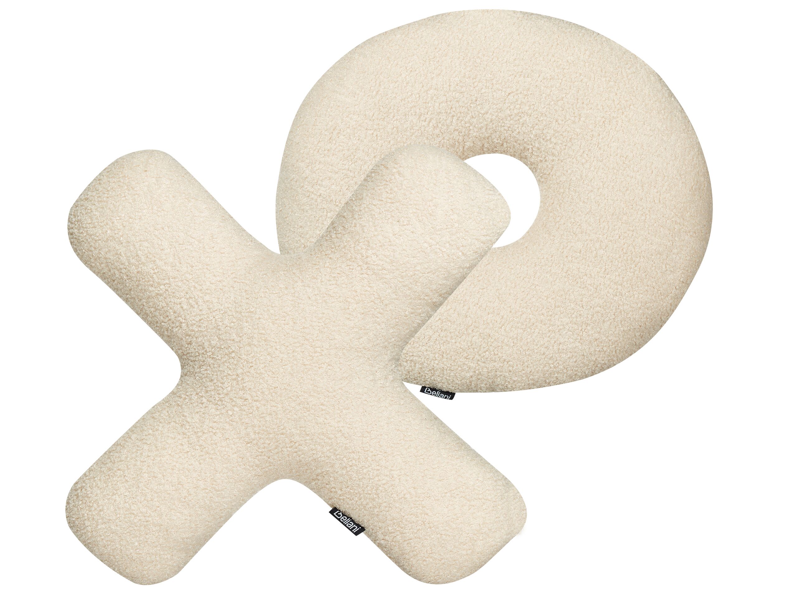 Set of 2 Teddy Letter Cushions Beige