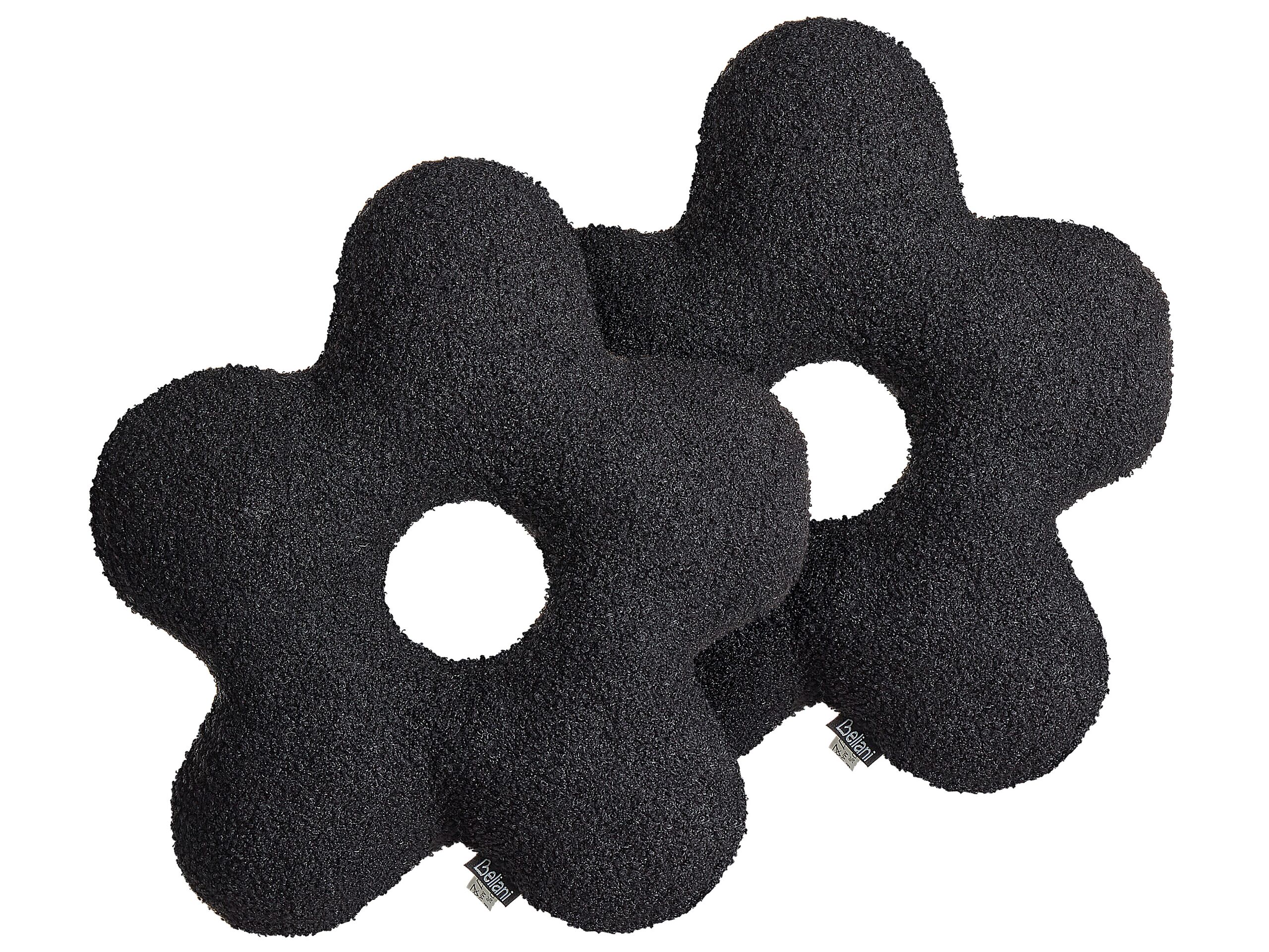 Set of 2 Teddy Cushions 40x40cm Black