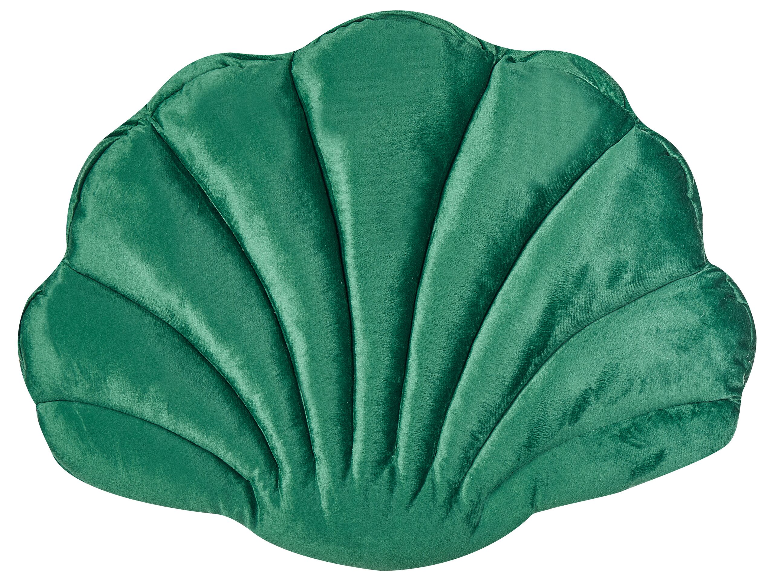 Velvet Seashell Cushion 47x35cm Green