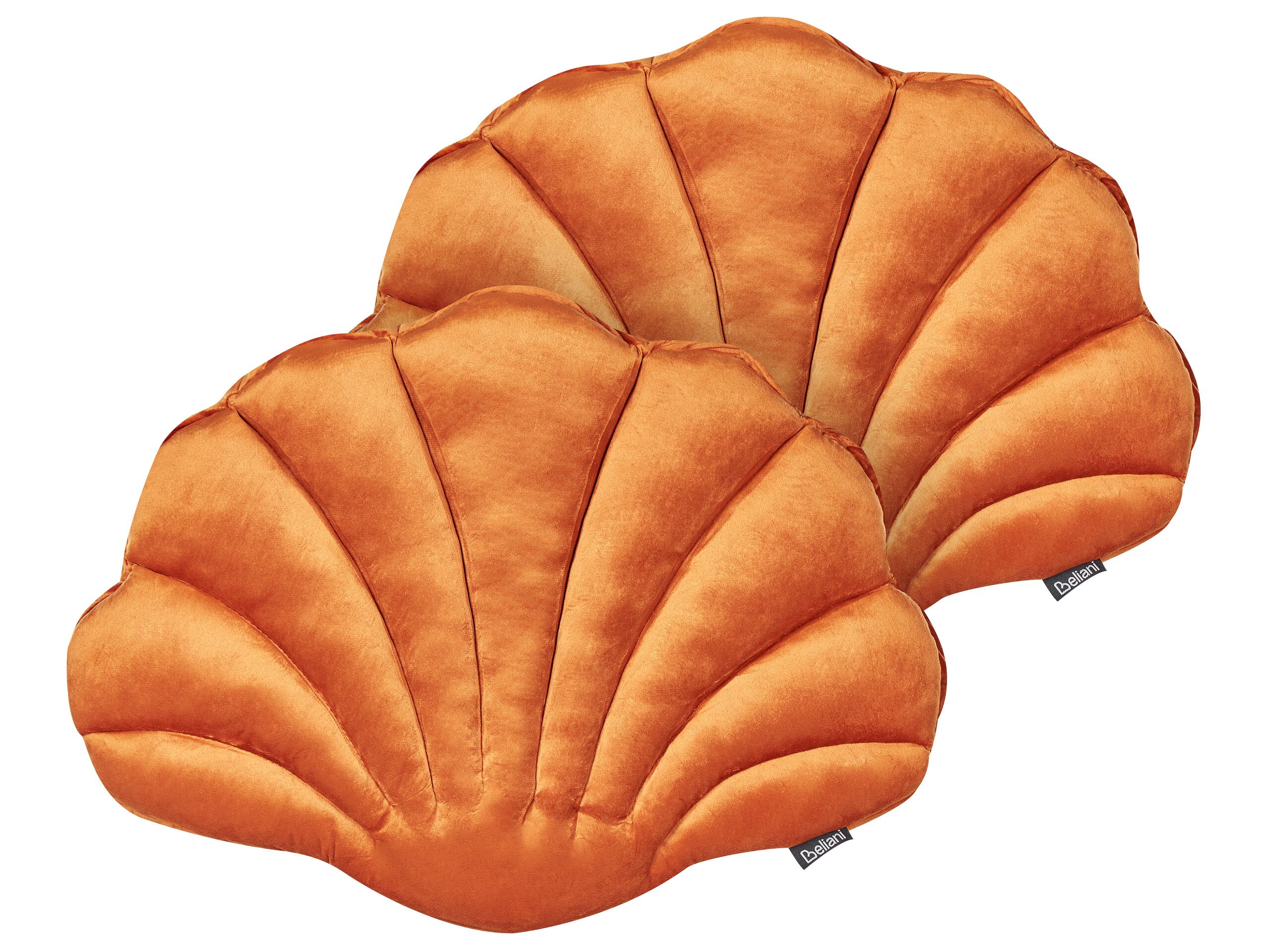 Set of 2 Velvet Seashell Cushions 47x35cm Orange