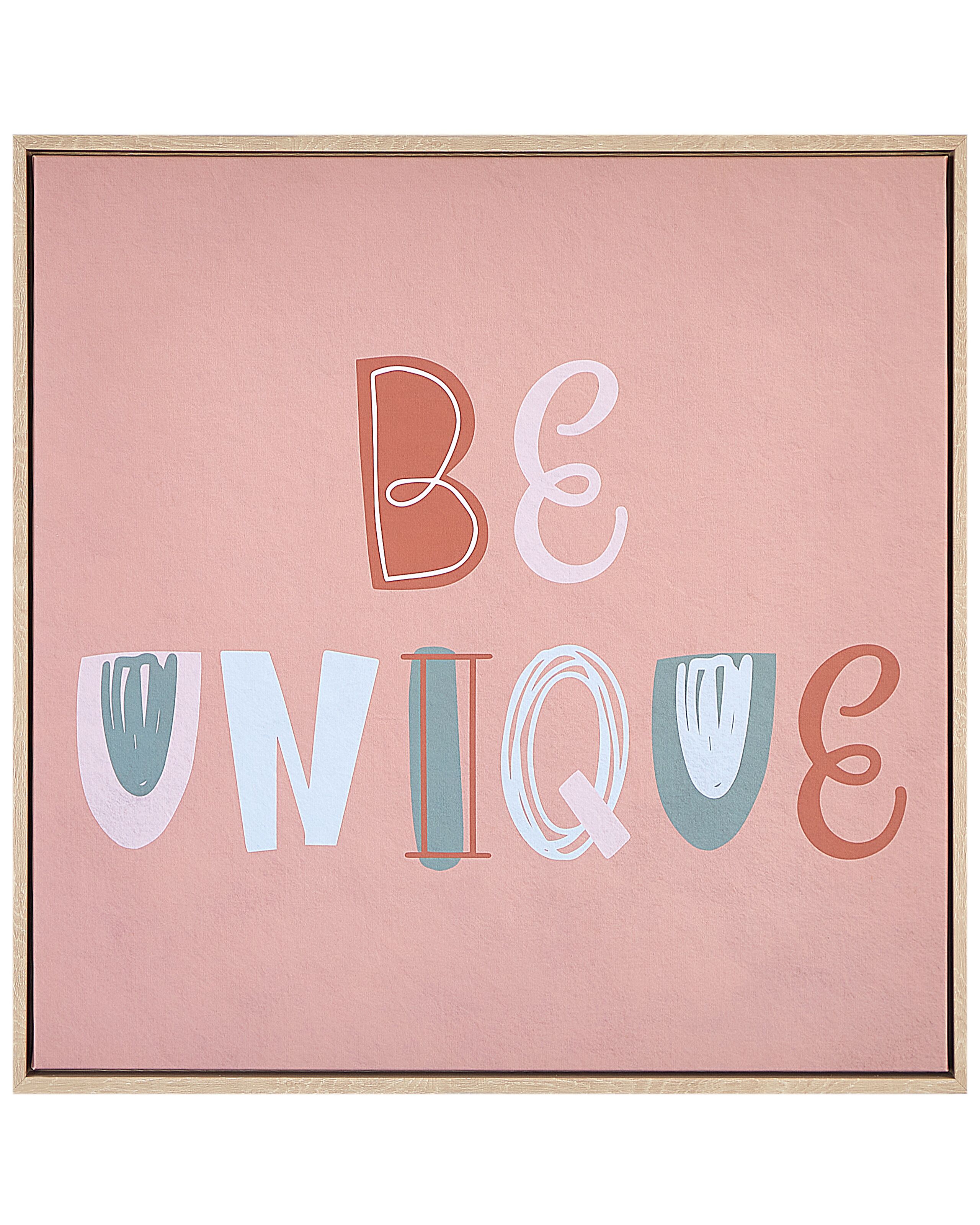 Text Frame Canvas Wall Art 63 x 63 cm Pink TAURISANO