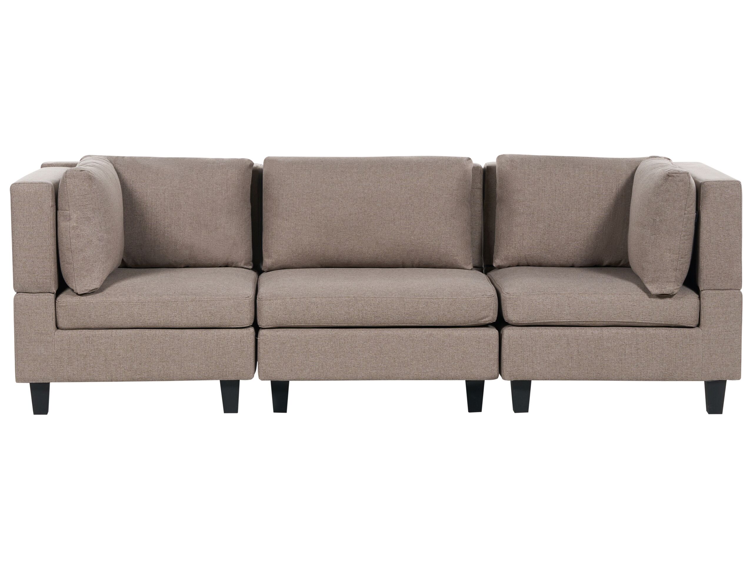 3-Seater Modular Fabric Sofa Brown UNSTAD