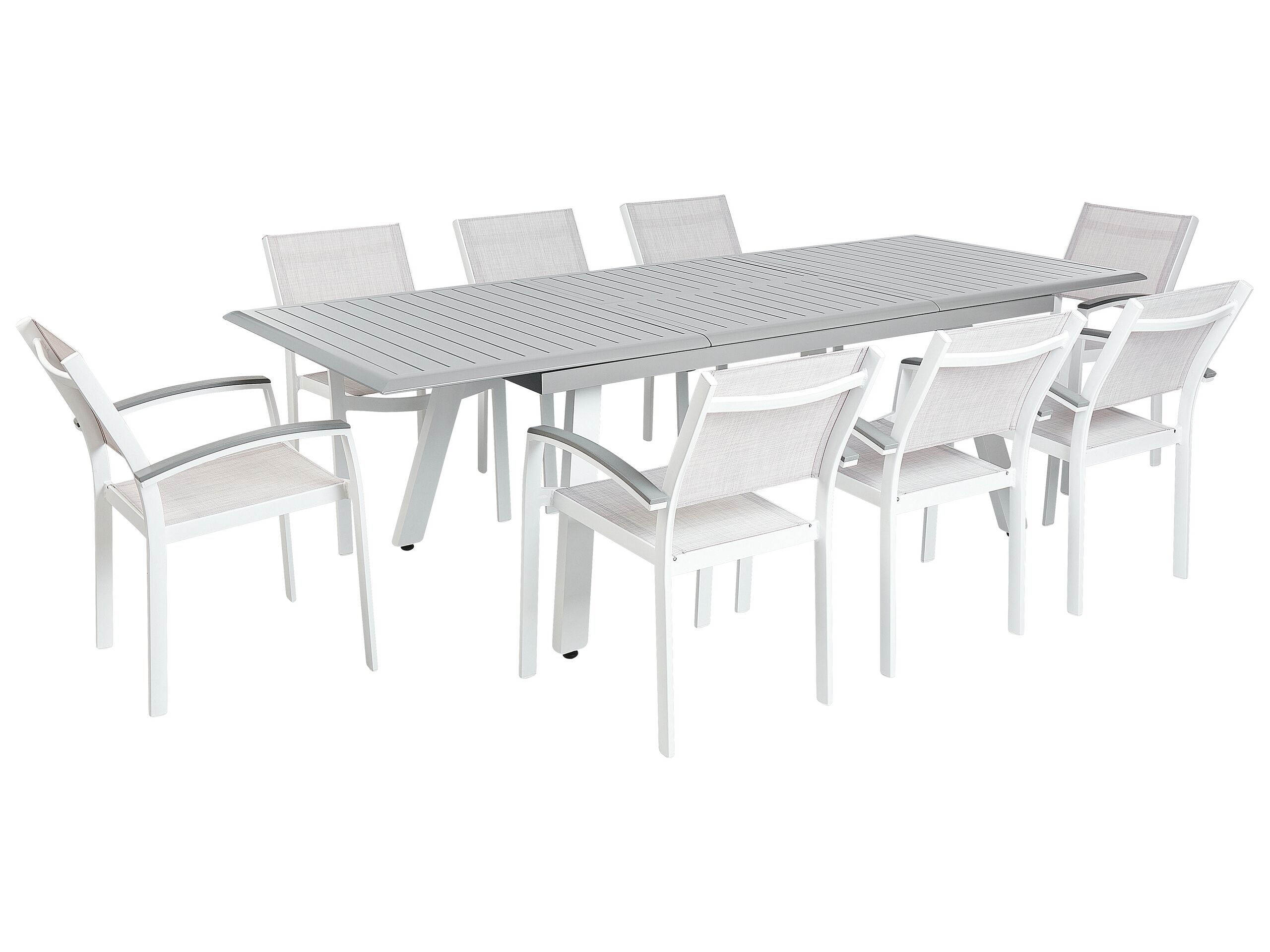 8 Seater Metal Garden Dining Set Grey PERETA