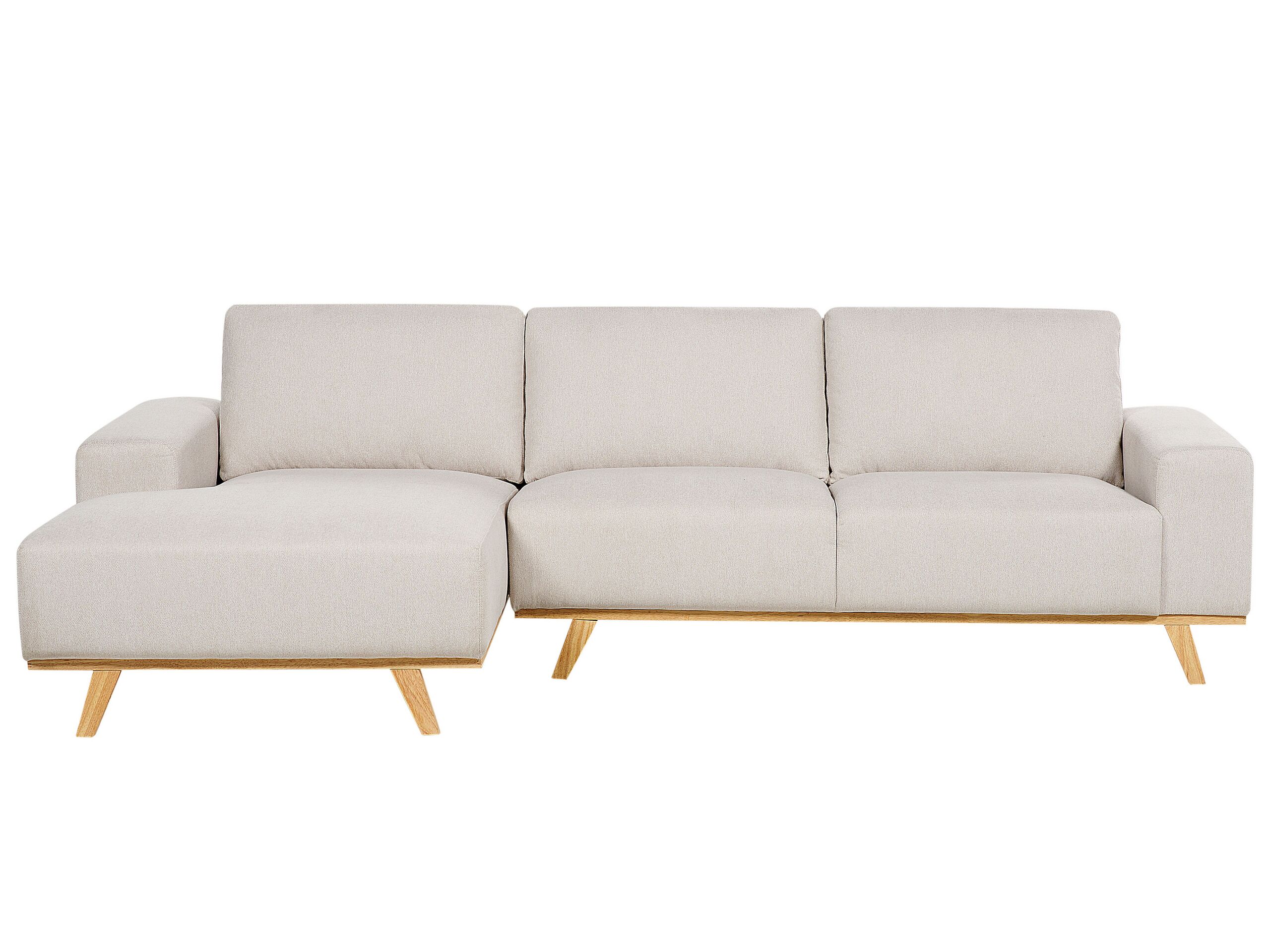 Right Hand Fabric Corner Sofa Beige NORA