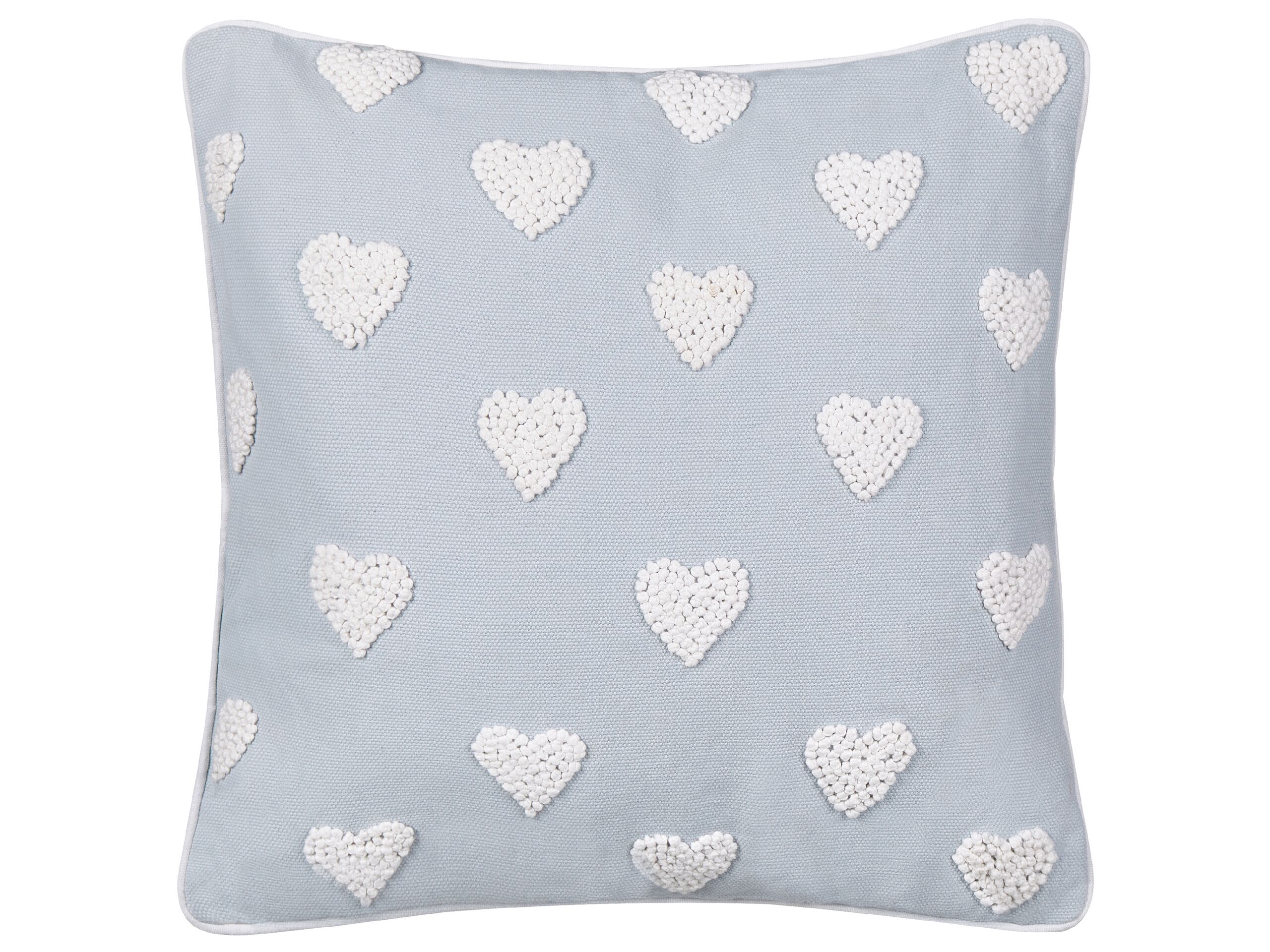 Cotton Cushion Embroidered Hearts 45x45cm Grey