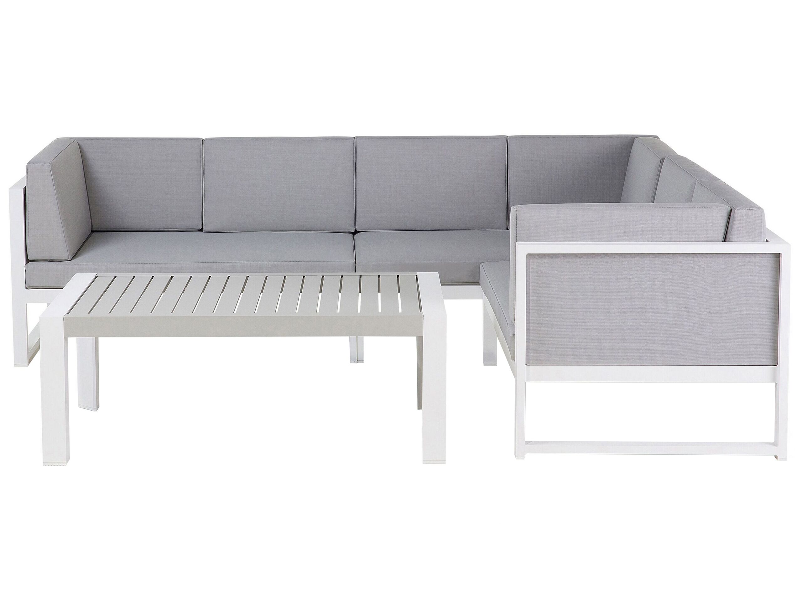 Left Hand 6 Seater Aluminium Garden Corner Sofa Set Grey CASTELLA