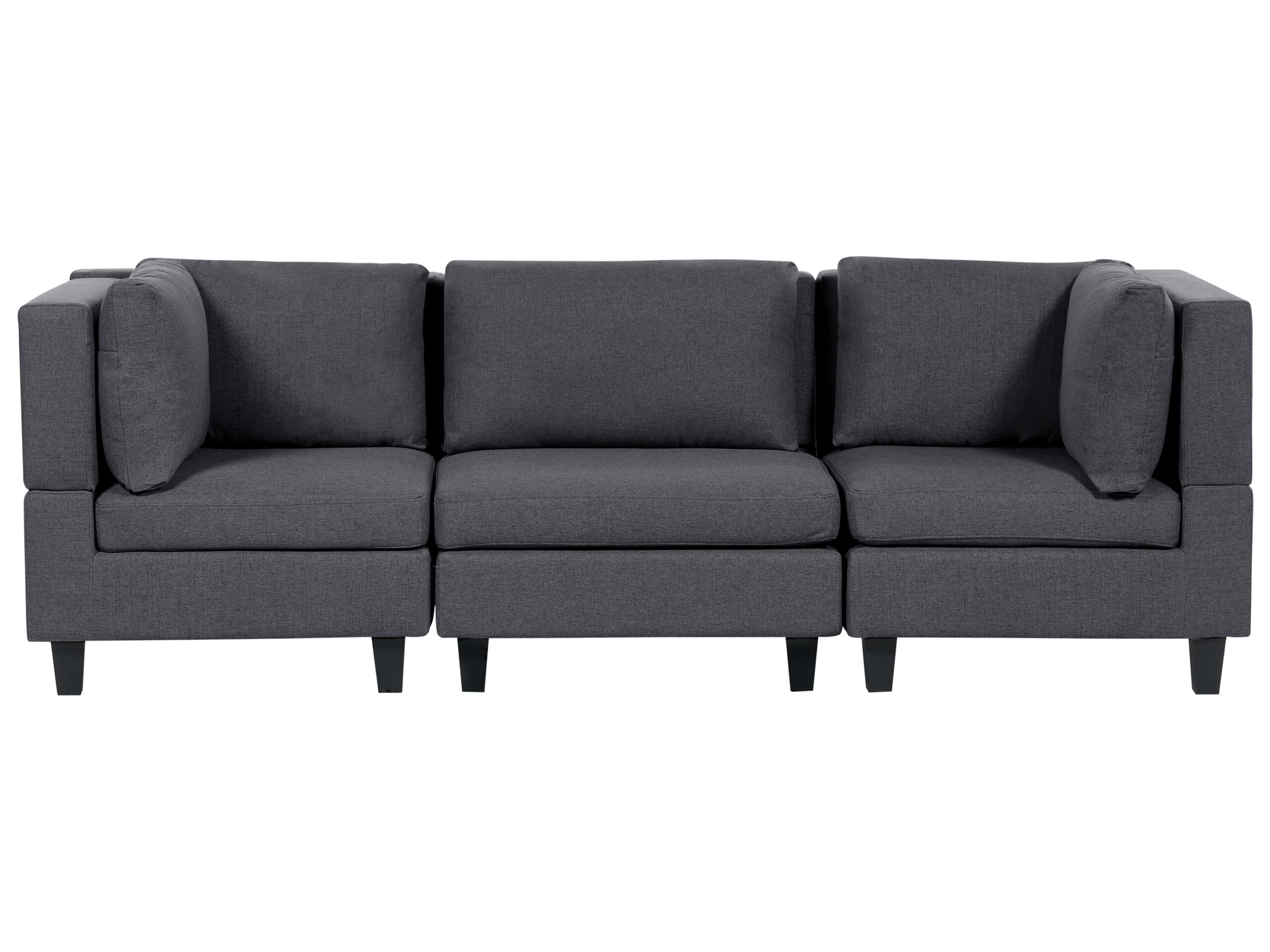 3-Seater Modular Fabric Sofa Dark Grey UNSTAD