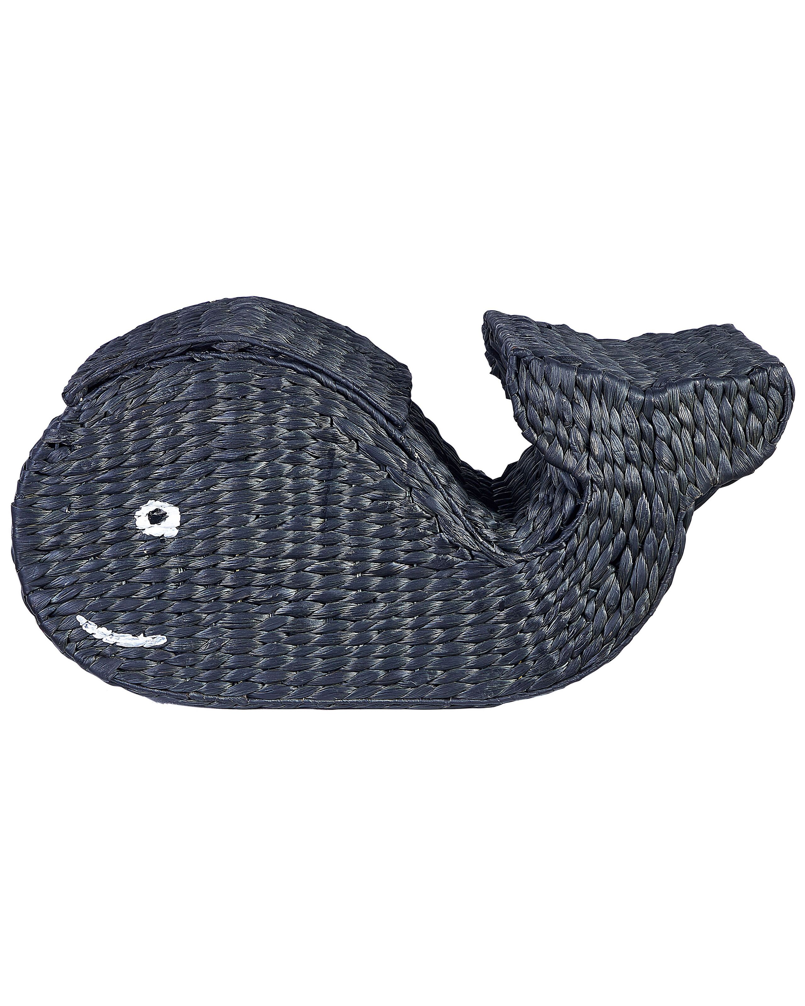 Water Hyacinth Wicker Whale Basket Black