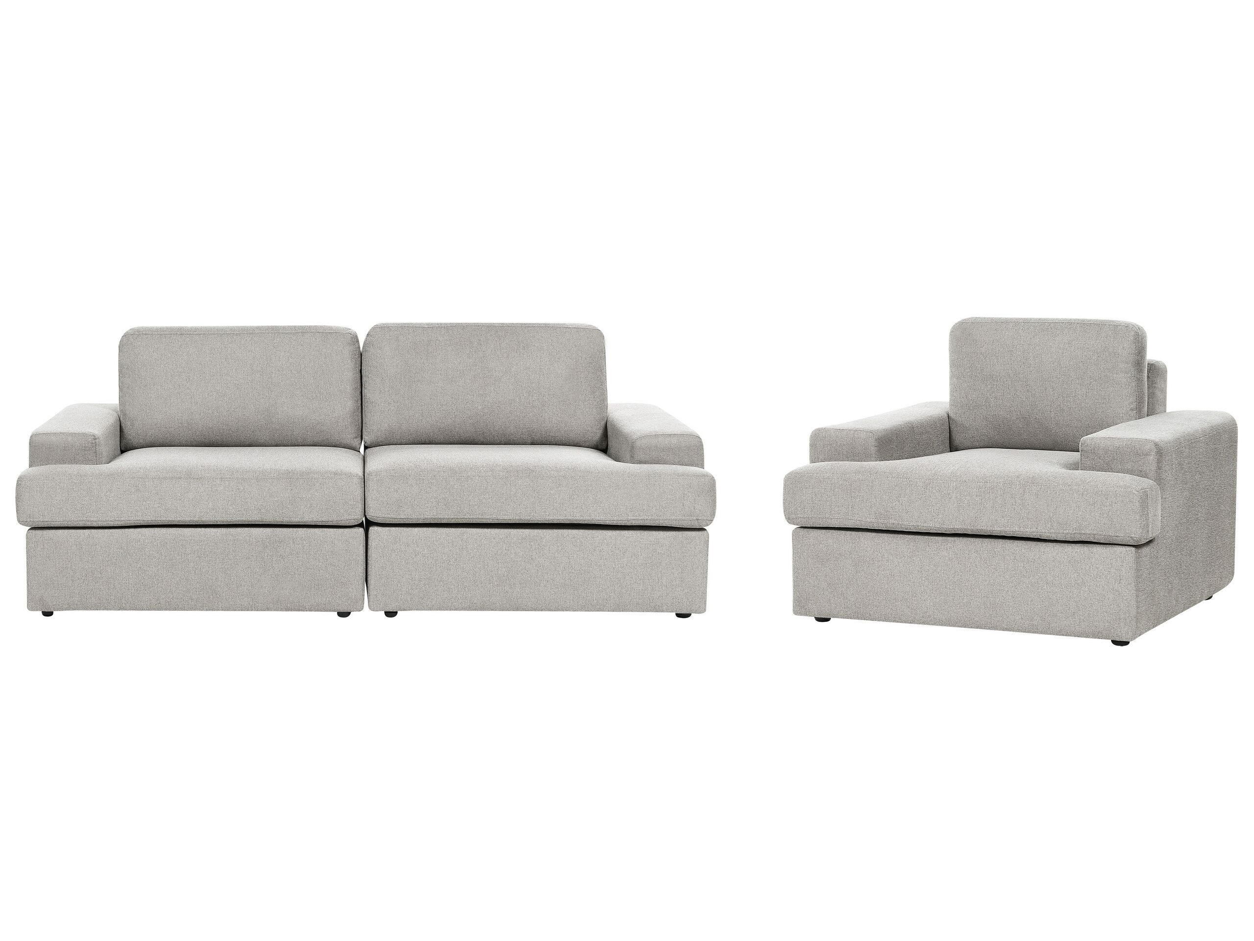 4 Seater Fabric Living Room Set Light Grey ALLA