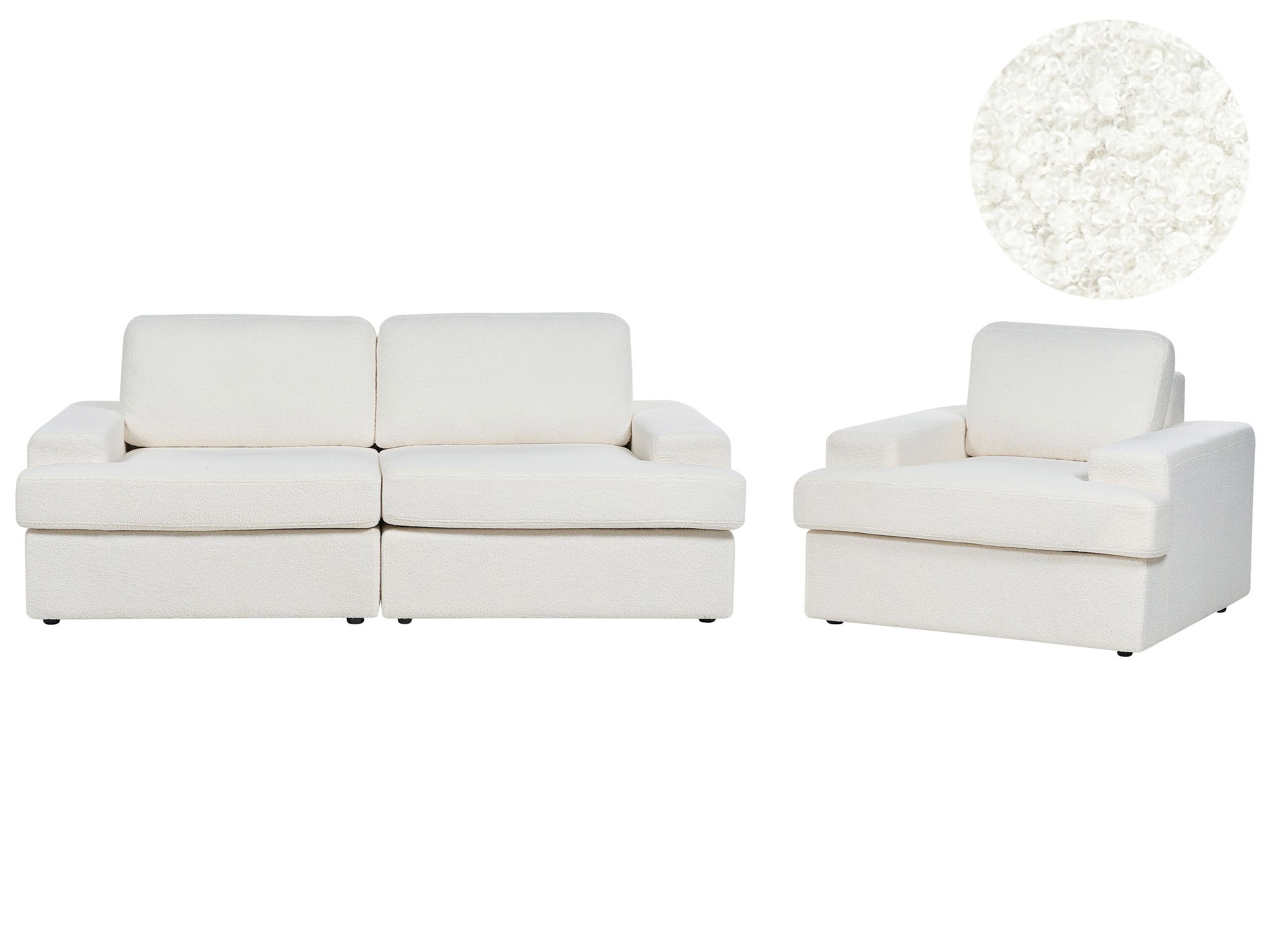 4 Seater Boucle Living Room Set White ALLA