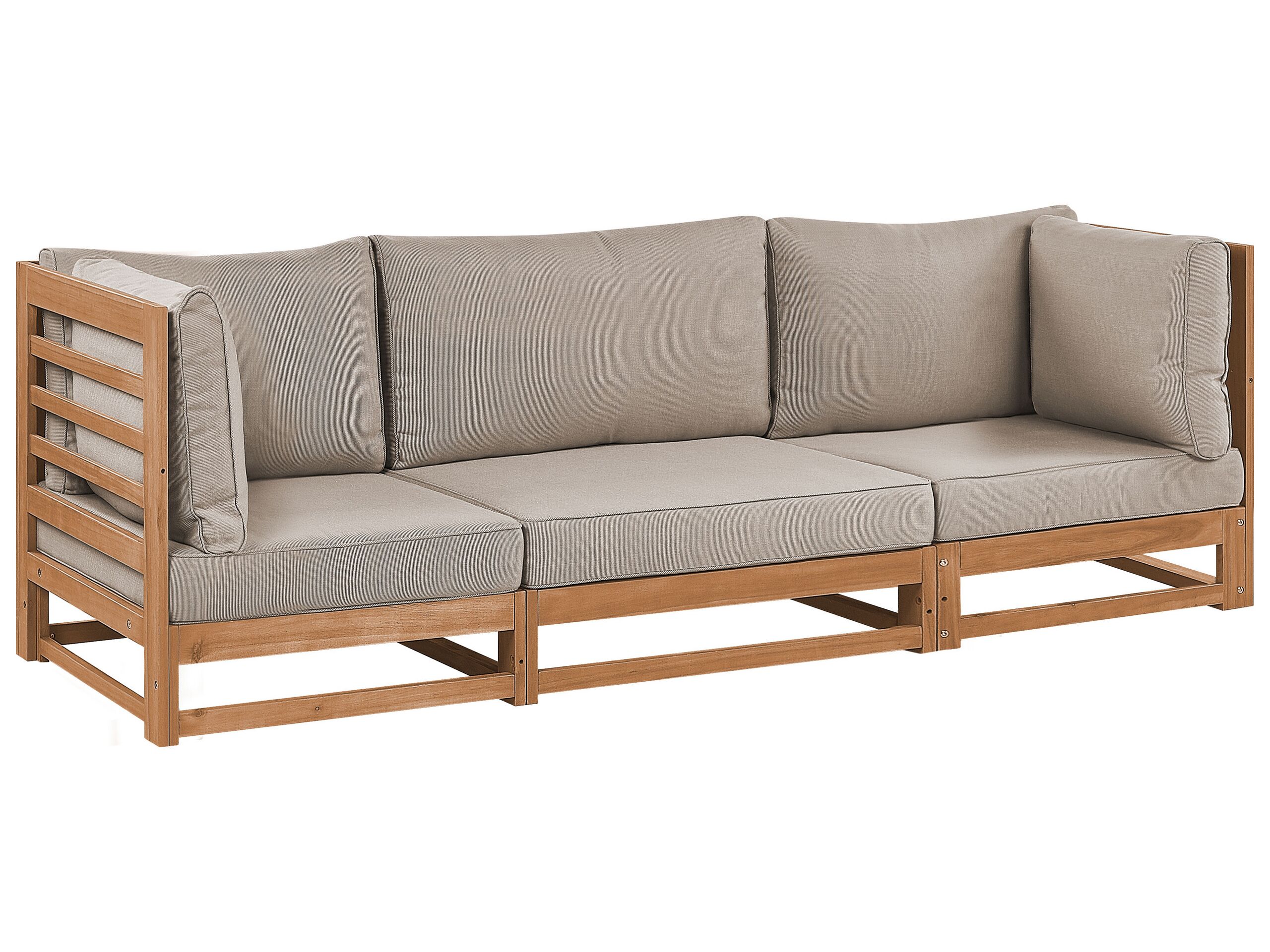 3 Seater Certified Acacia Wood Garden Sofa Light TRANI