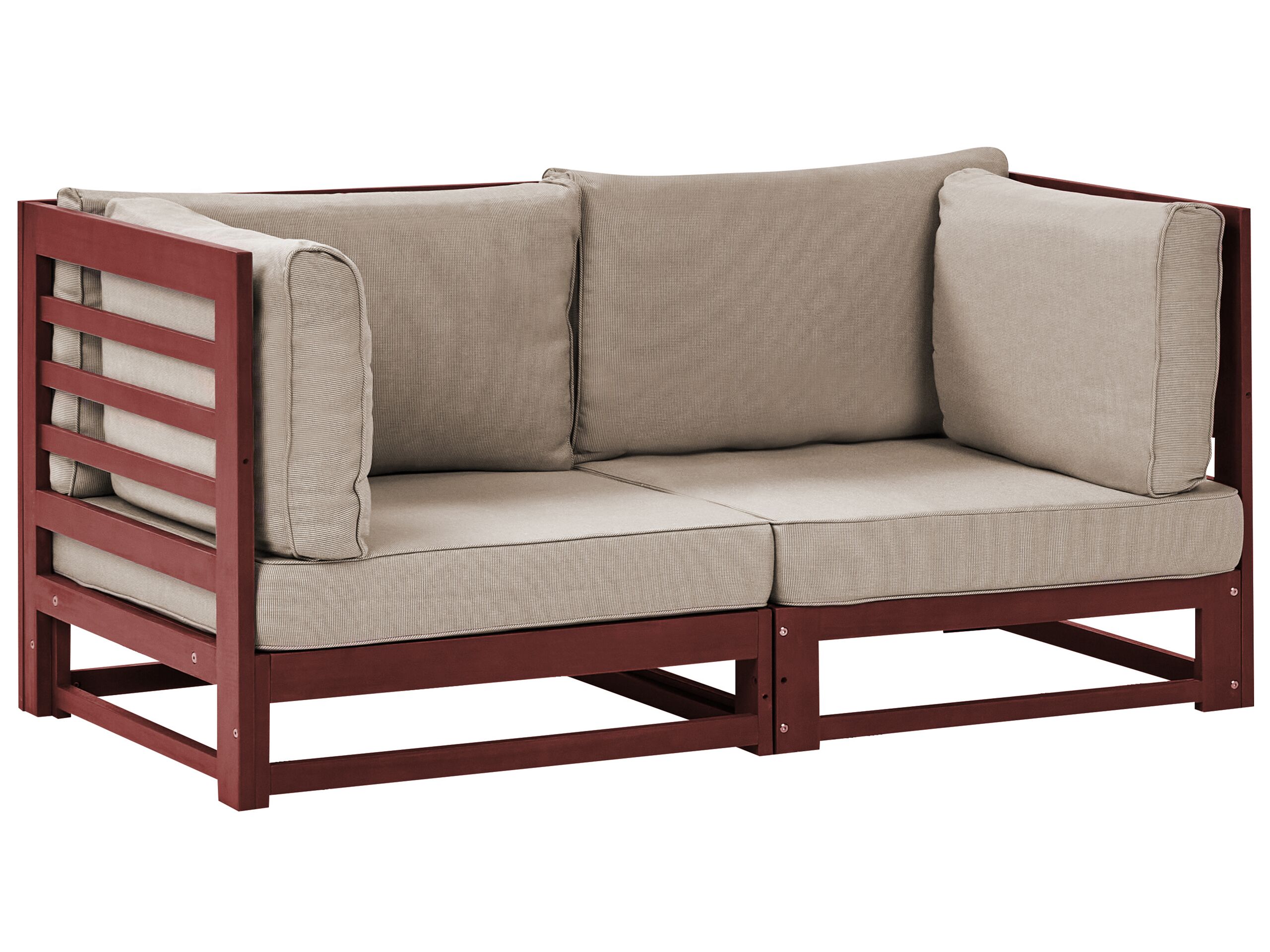 2 Seater Acacia Wood Garden Sofa Mahogany Brown TRANI