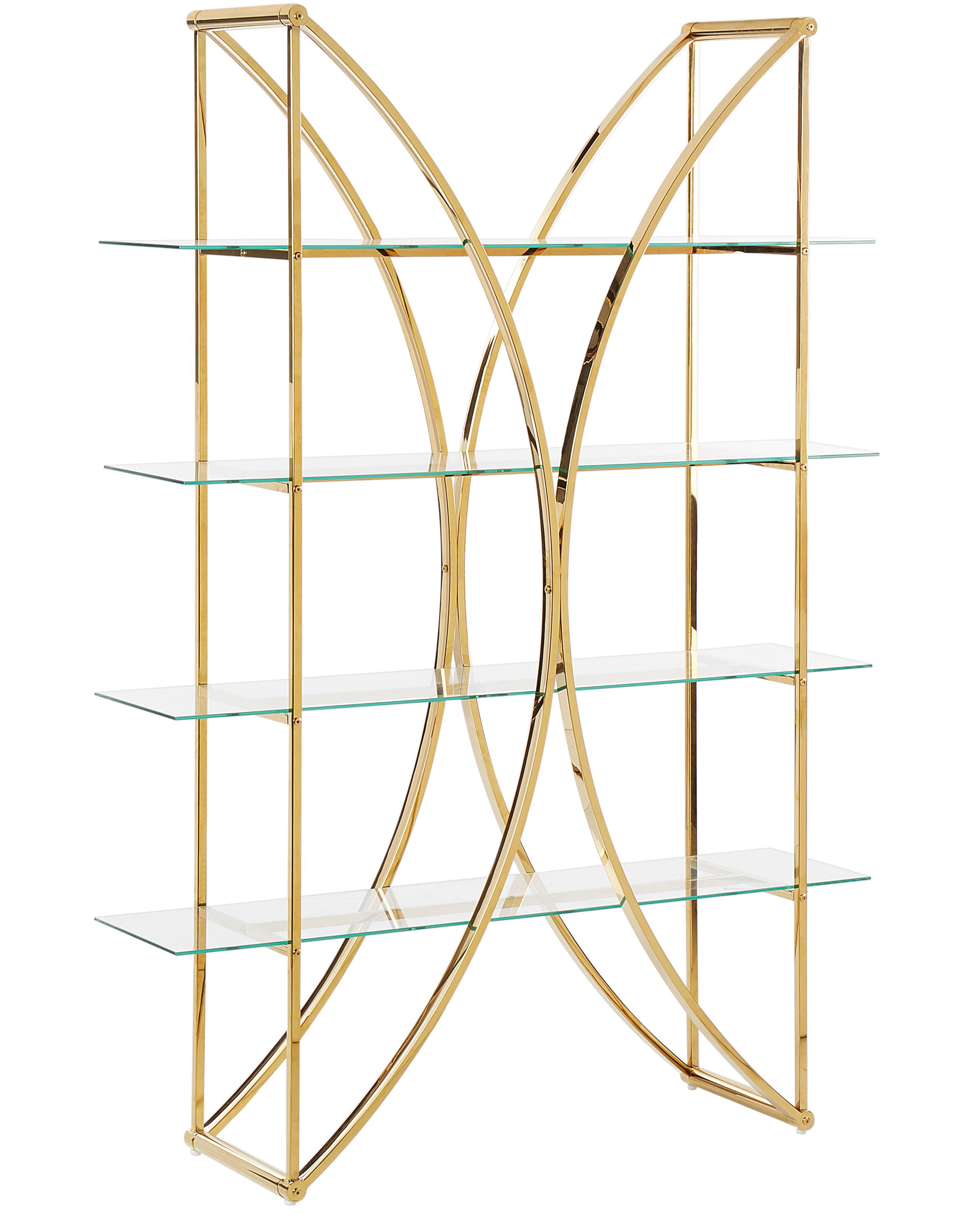 4 Tier Metal Bookcase Gold HOLLOW