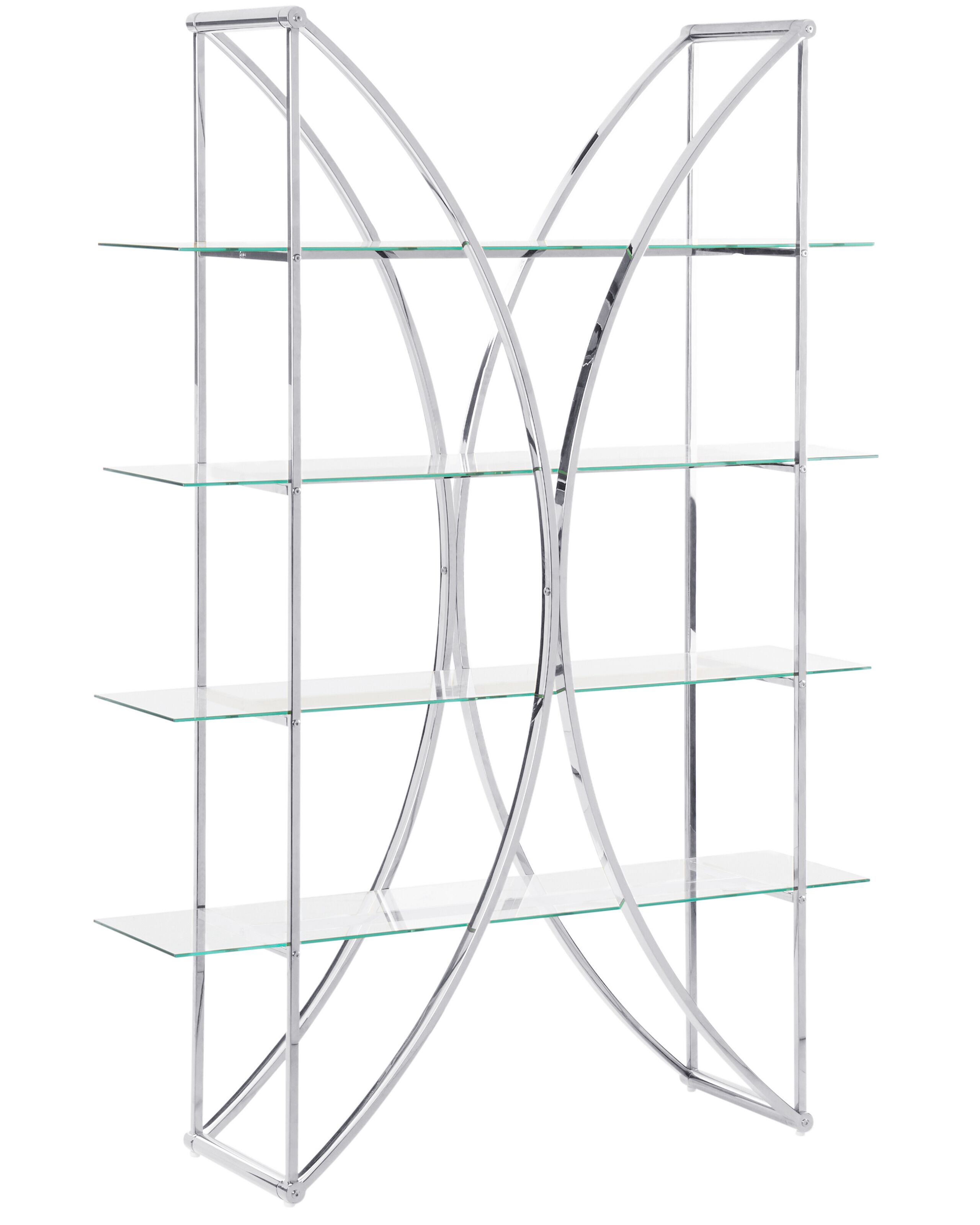 4 Tier Metal Bookcase Silver HOLLOW