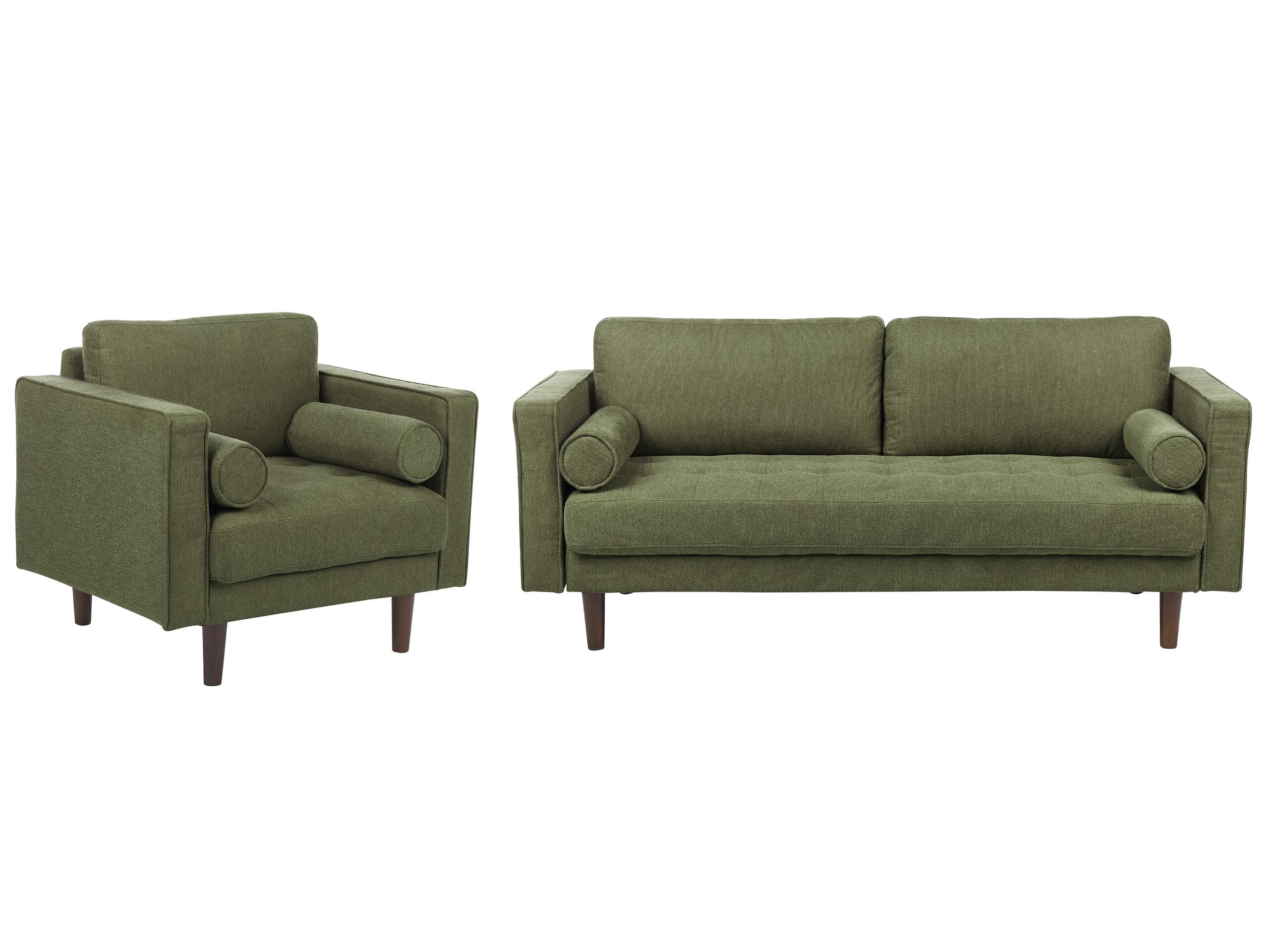 4 Seater Fabric Living Room Set Green NURMO