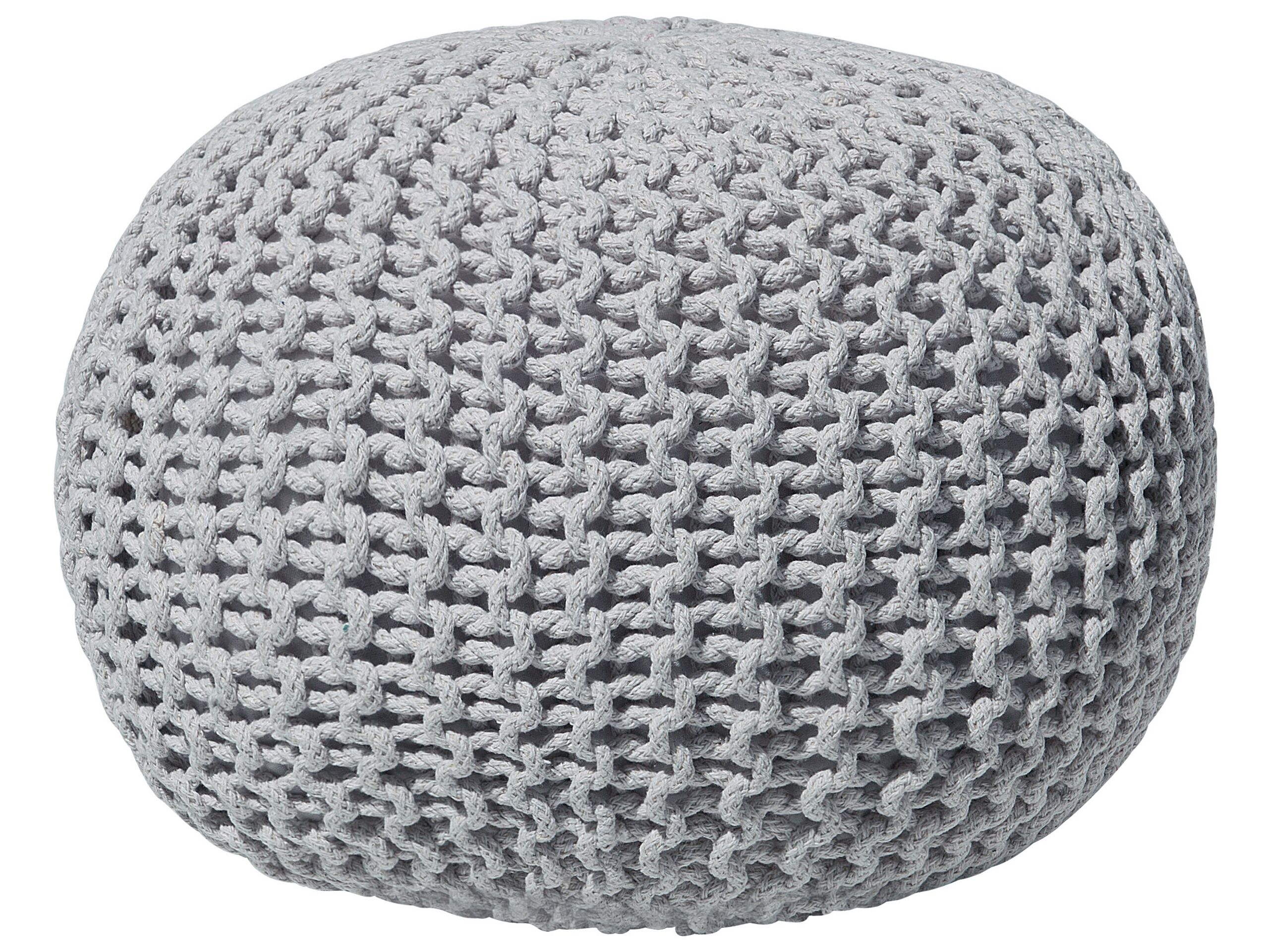 Cotton Knitted Pouffe 50 x 35 cm Light Grey CONRAD