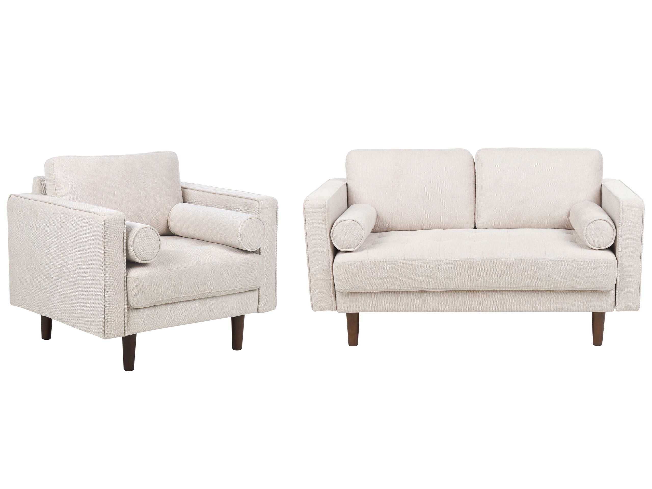 3 Seater Fabric Living Room Set Beige NURMO
