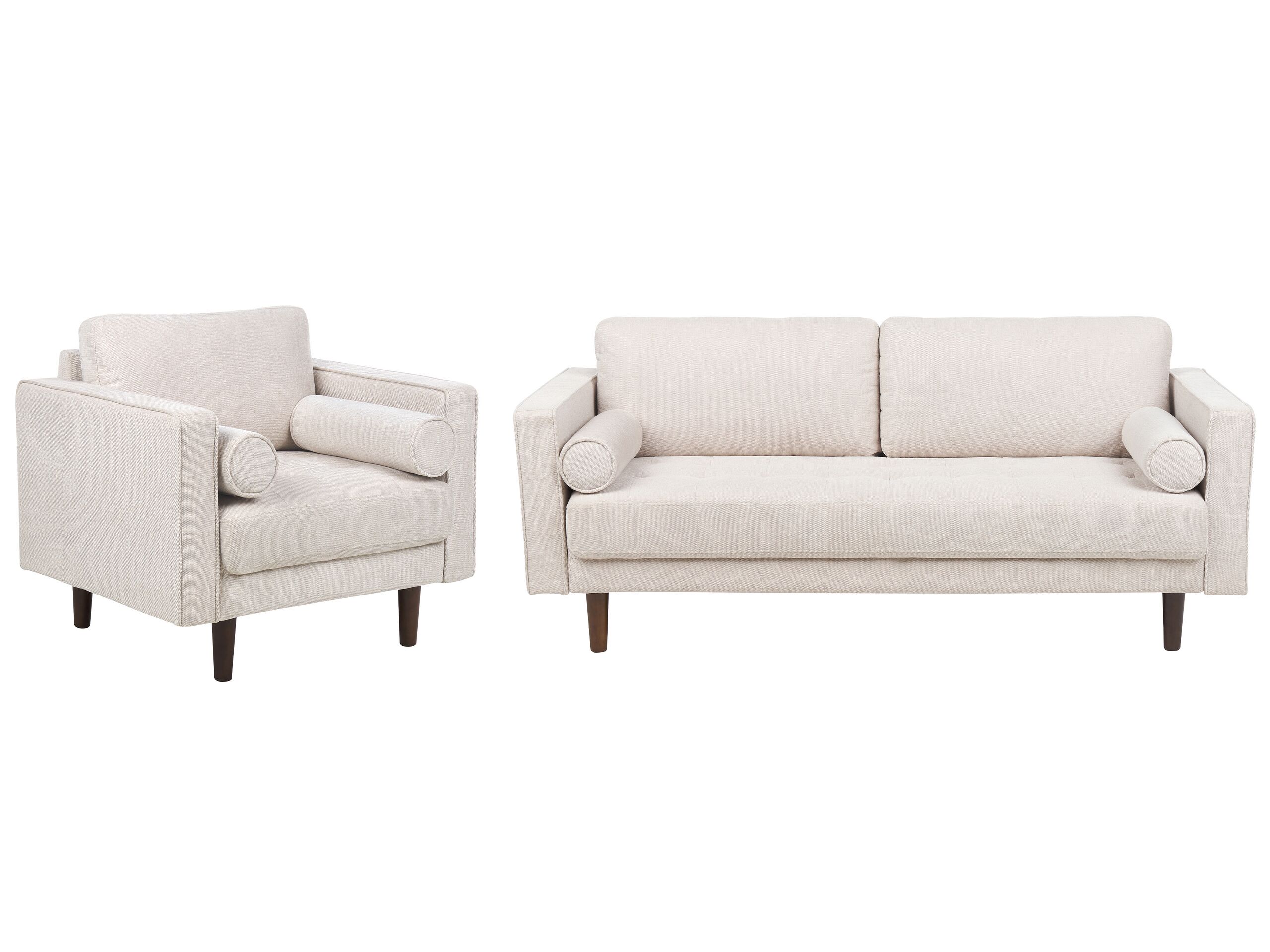 4 Seater Fabric Living Room Set Beige NURMO