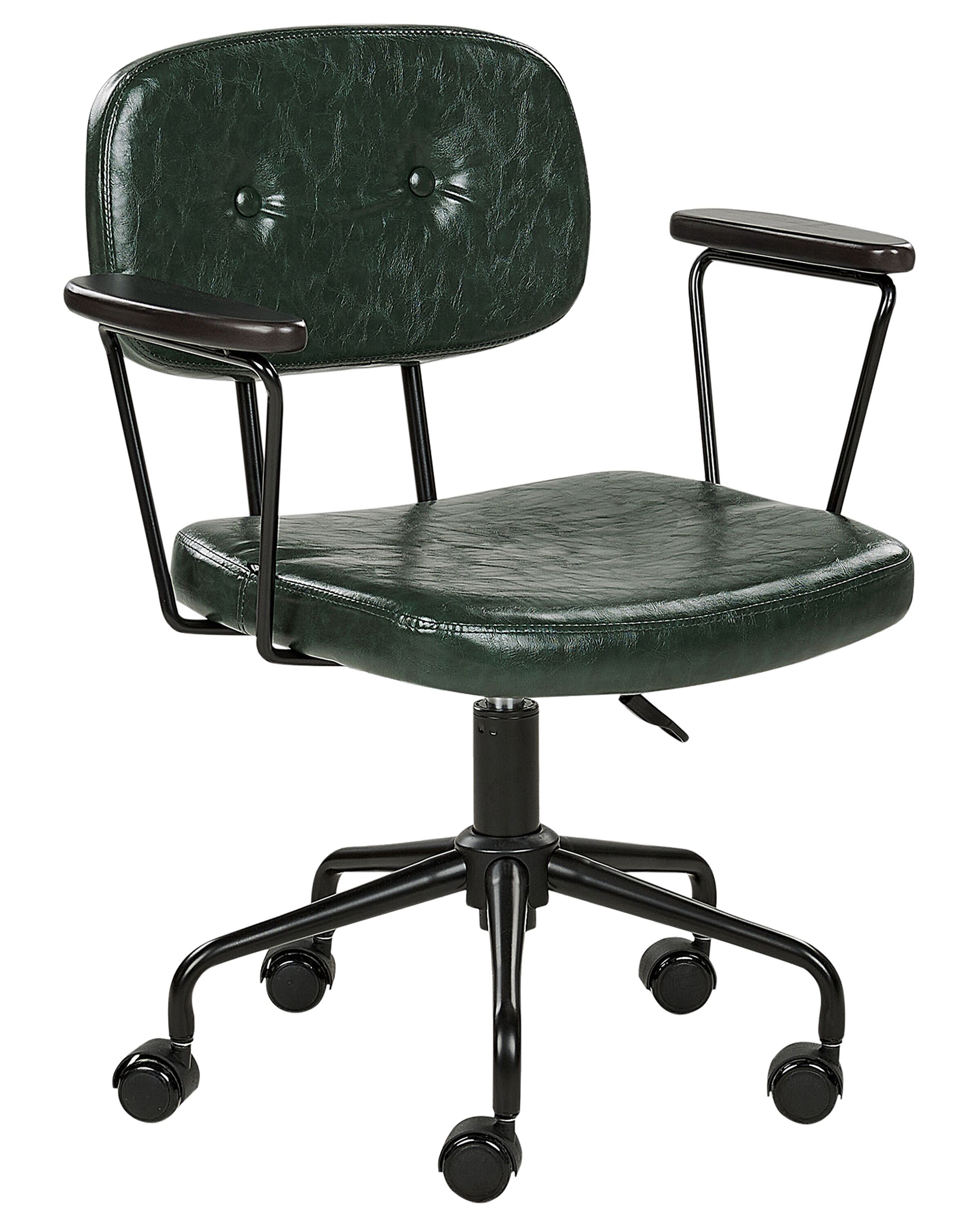 Faux Leather Desk Chair Dark Green ALGERITA
