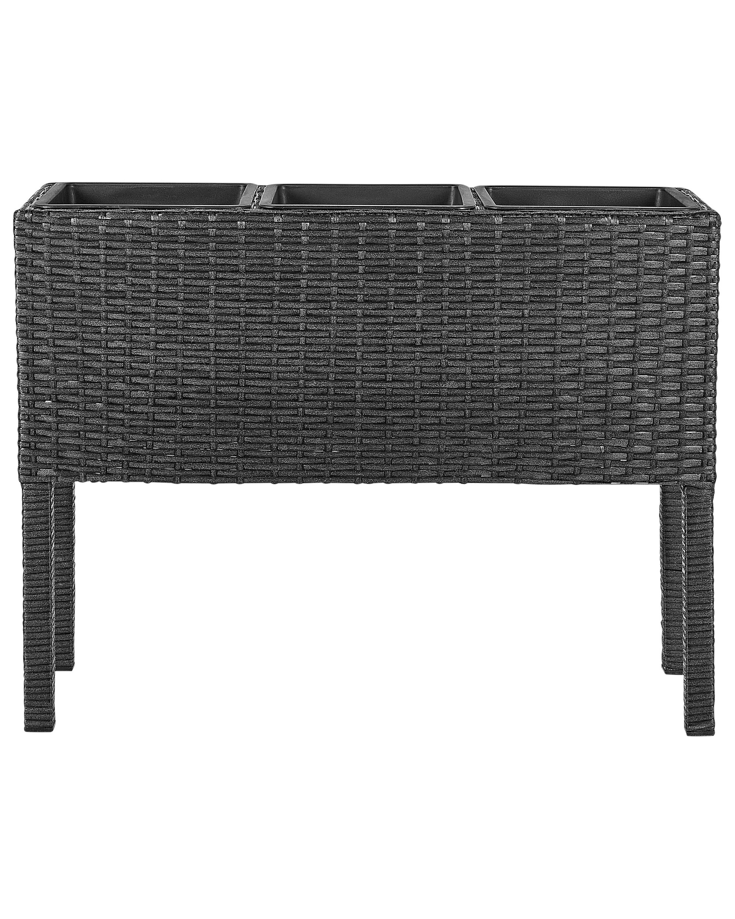 PE Rattan Raised Planter Box Black CARAGANA