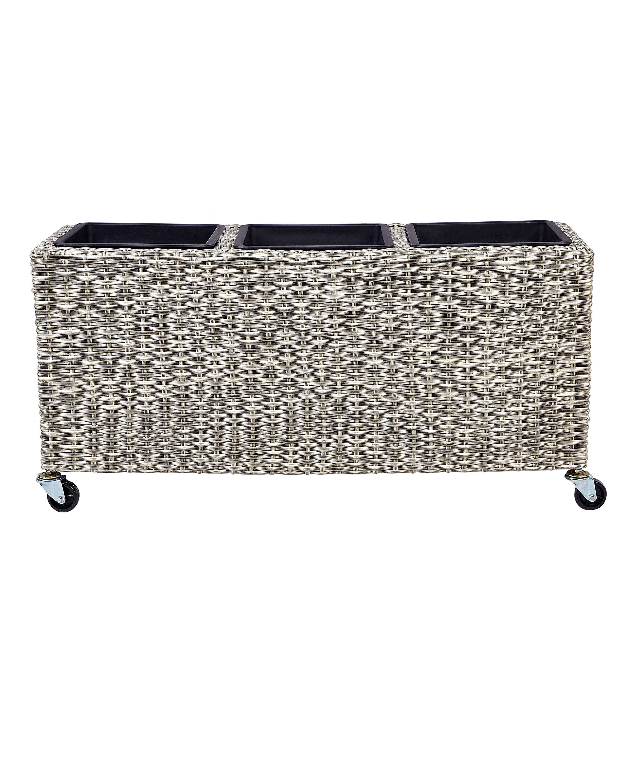 PE Rattan Wheeled Plant Pot Brown BELLIS