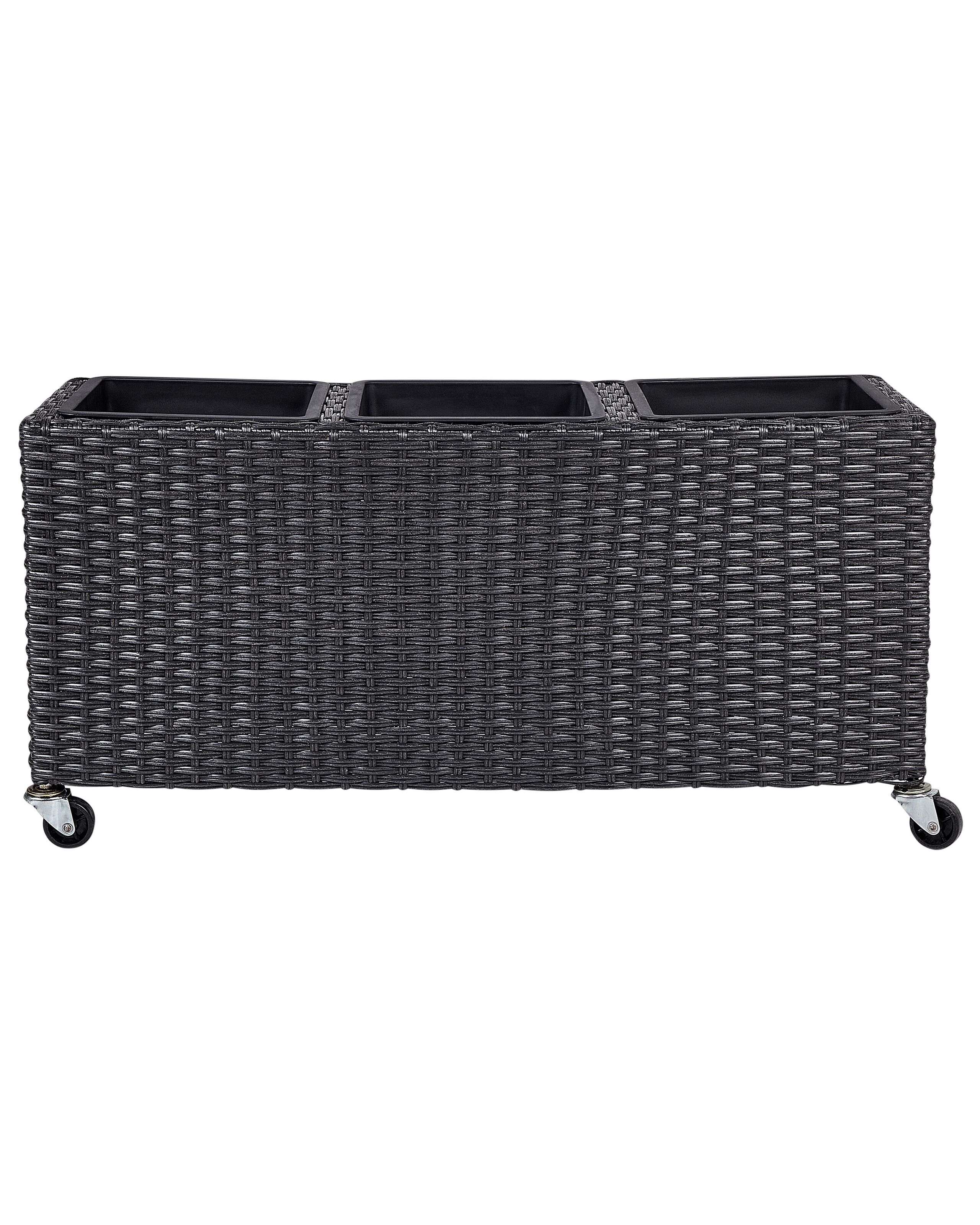PE Rattan Wheeled Plant Pot Black BELLIS