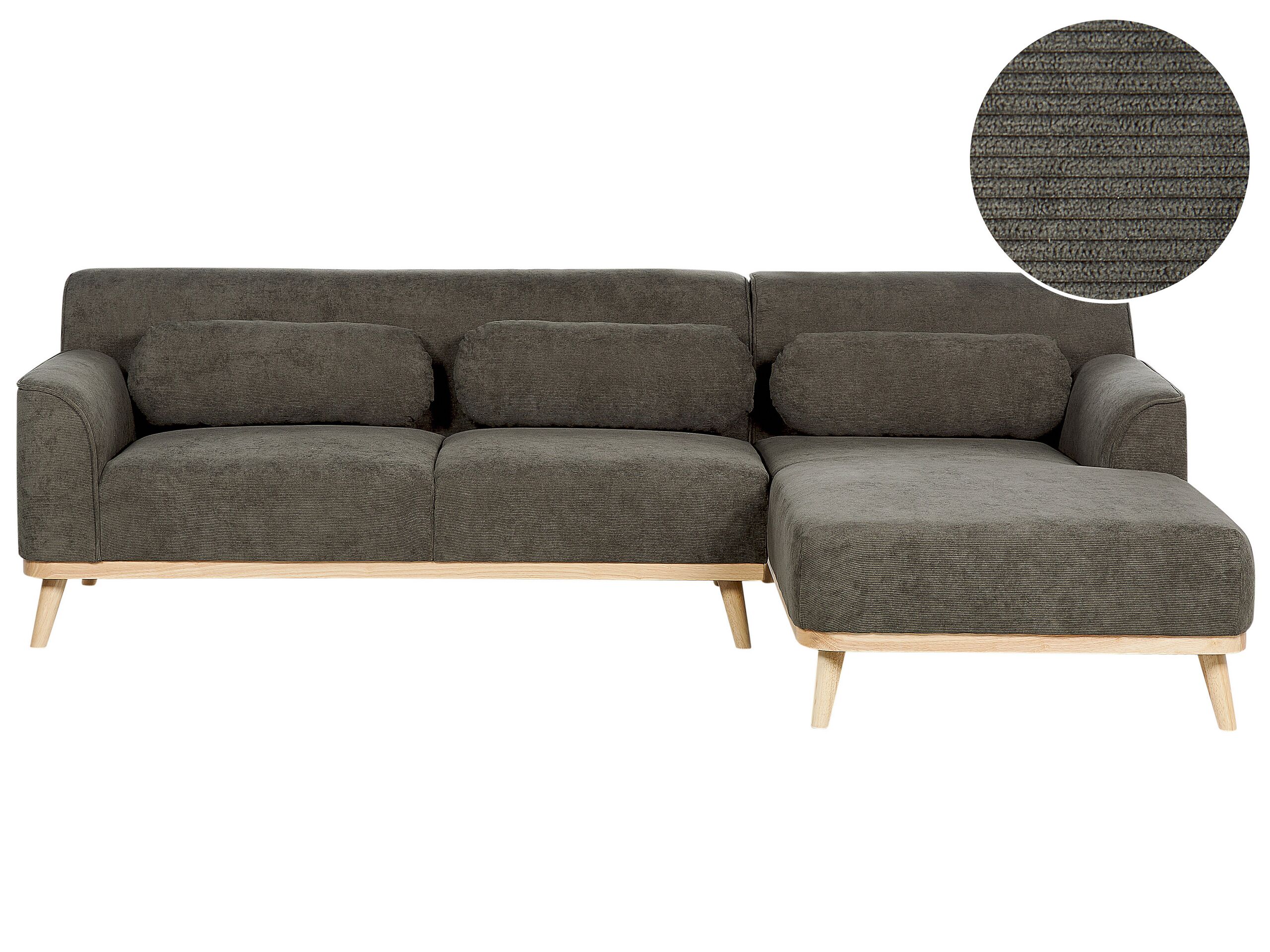 Left Hand Jumbo Cord Corner Sofa Dark Green SIMOS