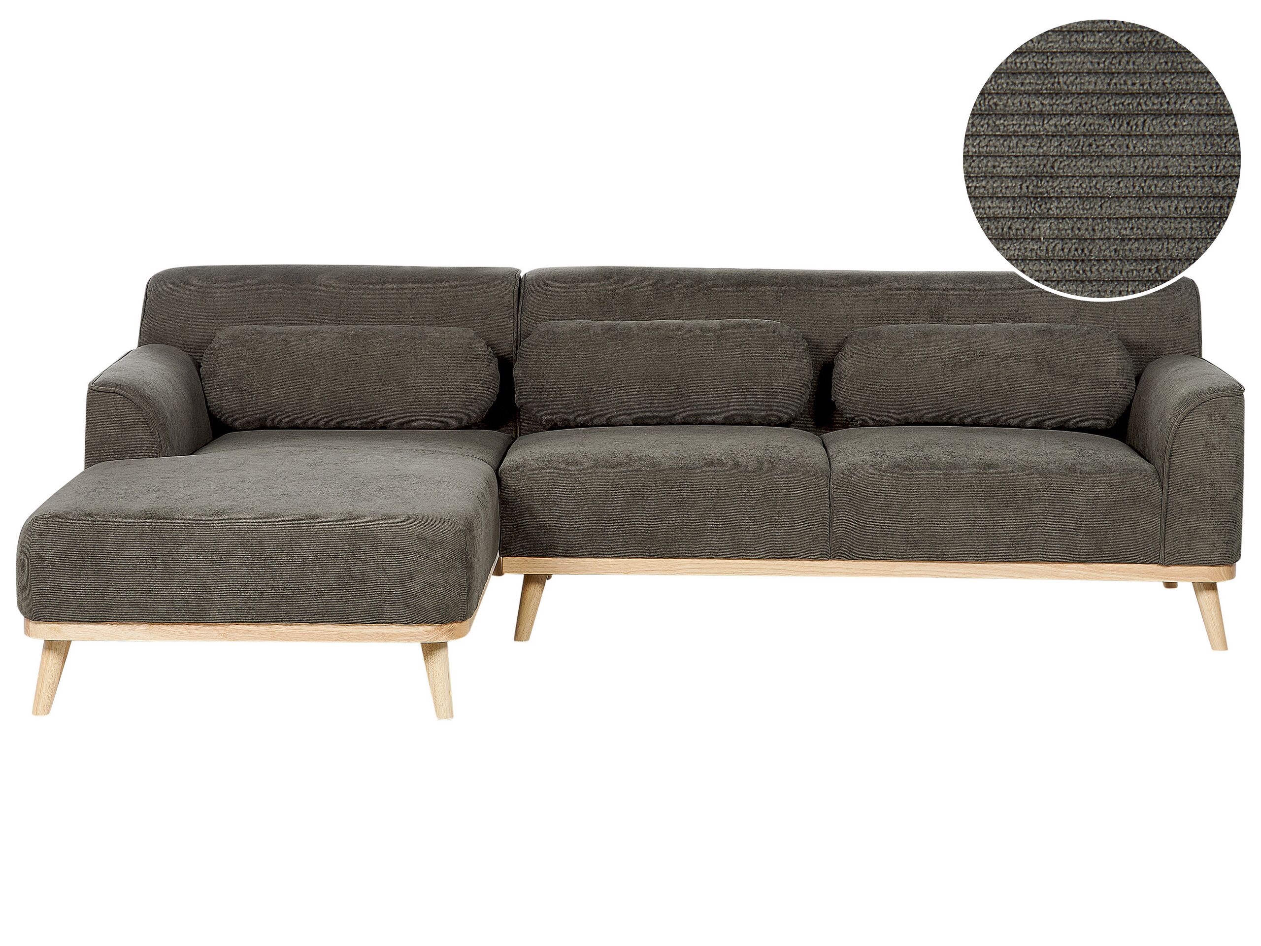 Right Hand Jumbo Cord Corner Sofa Dark Green SIMOS