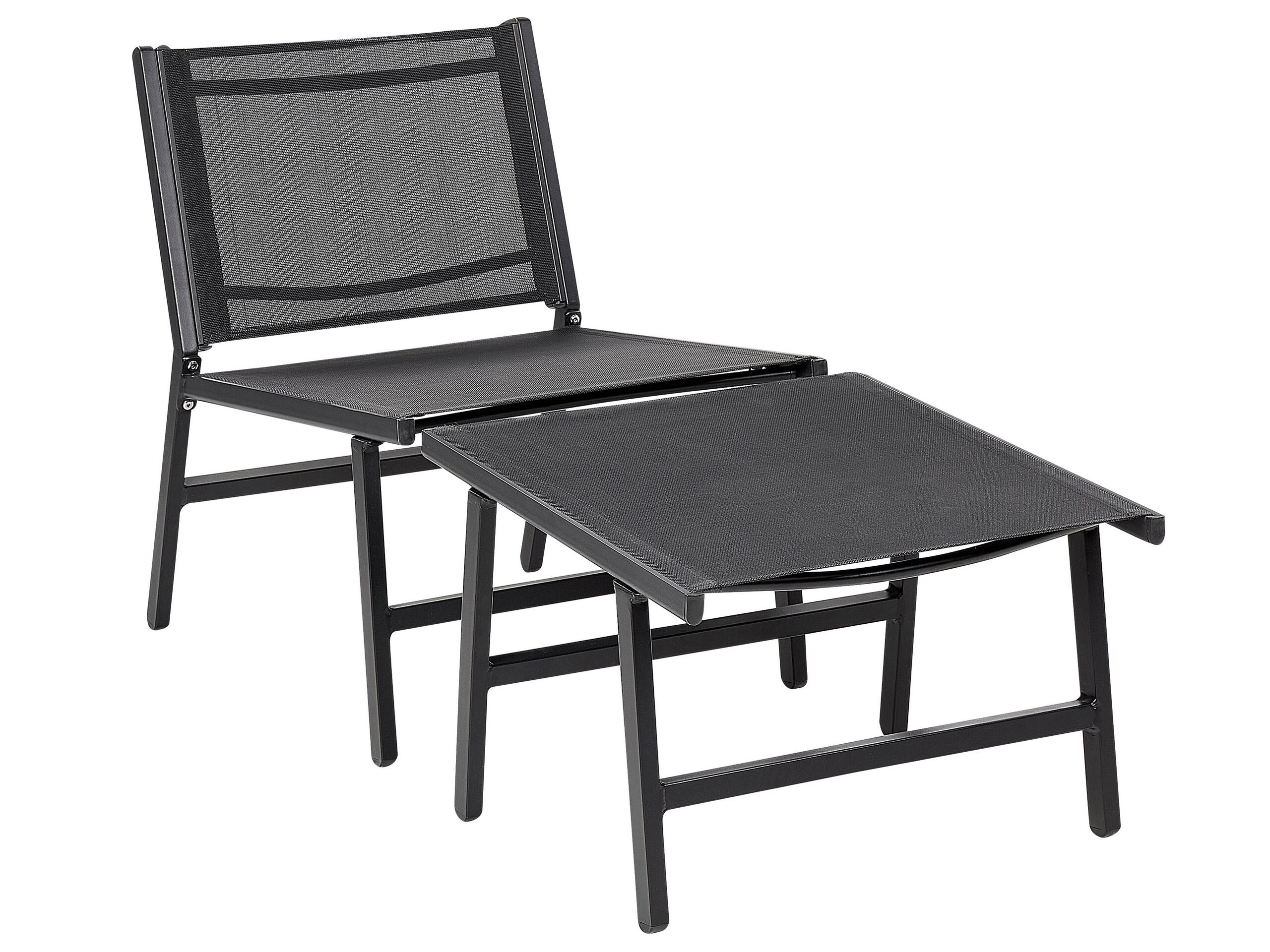 Garden Chair with Footrest Black MARCEDDI