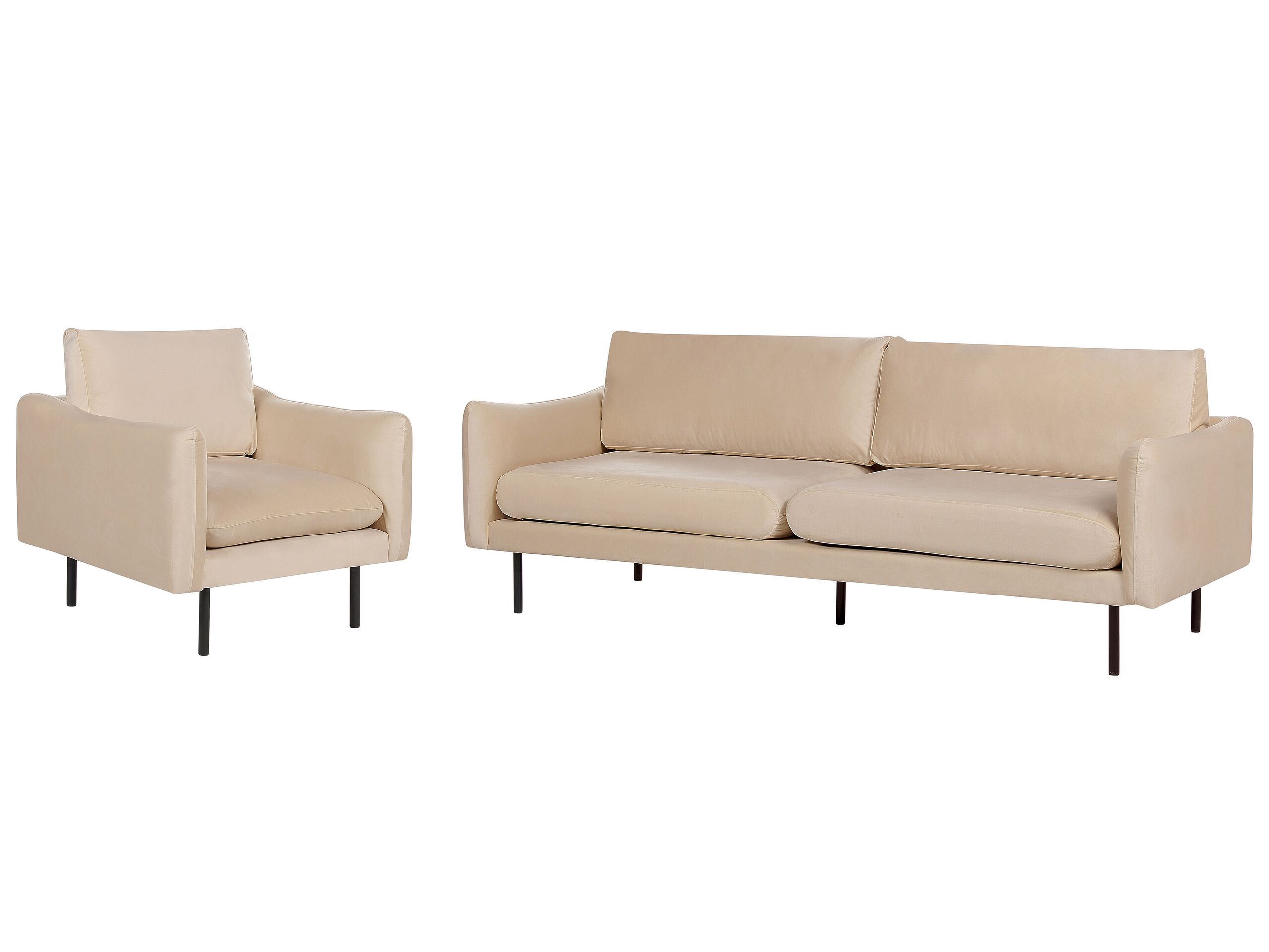 Velvet Living Room Set Beige VINTERBRO