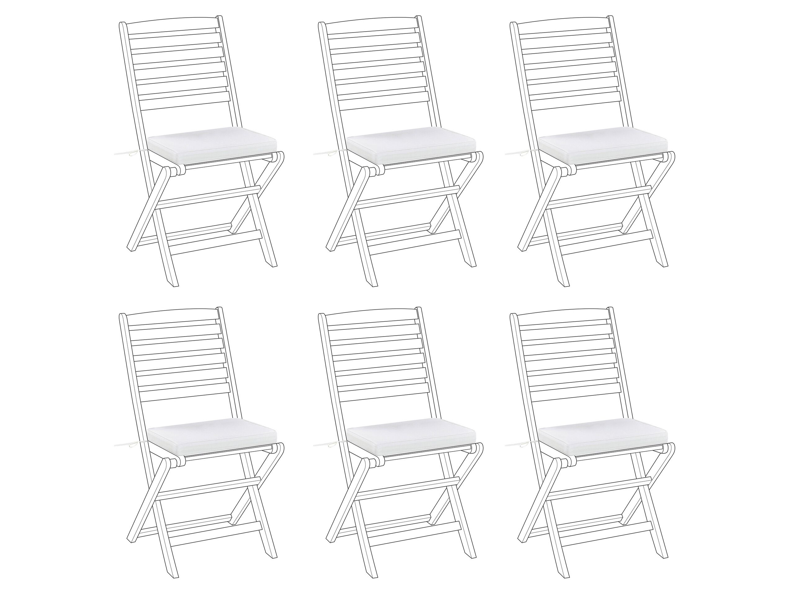 Set of 6 Outdoor Seat Pad Cushions White TOLVE