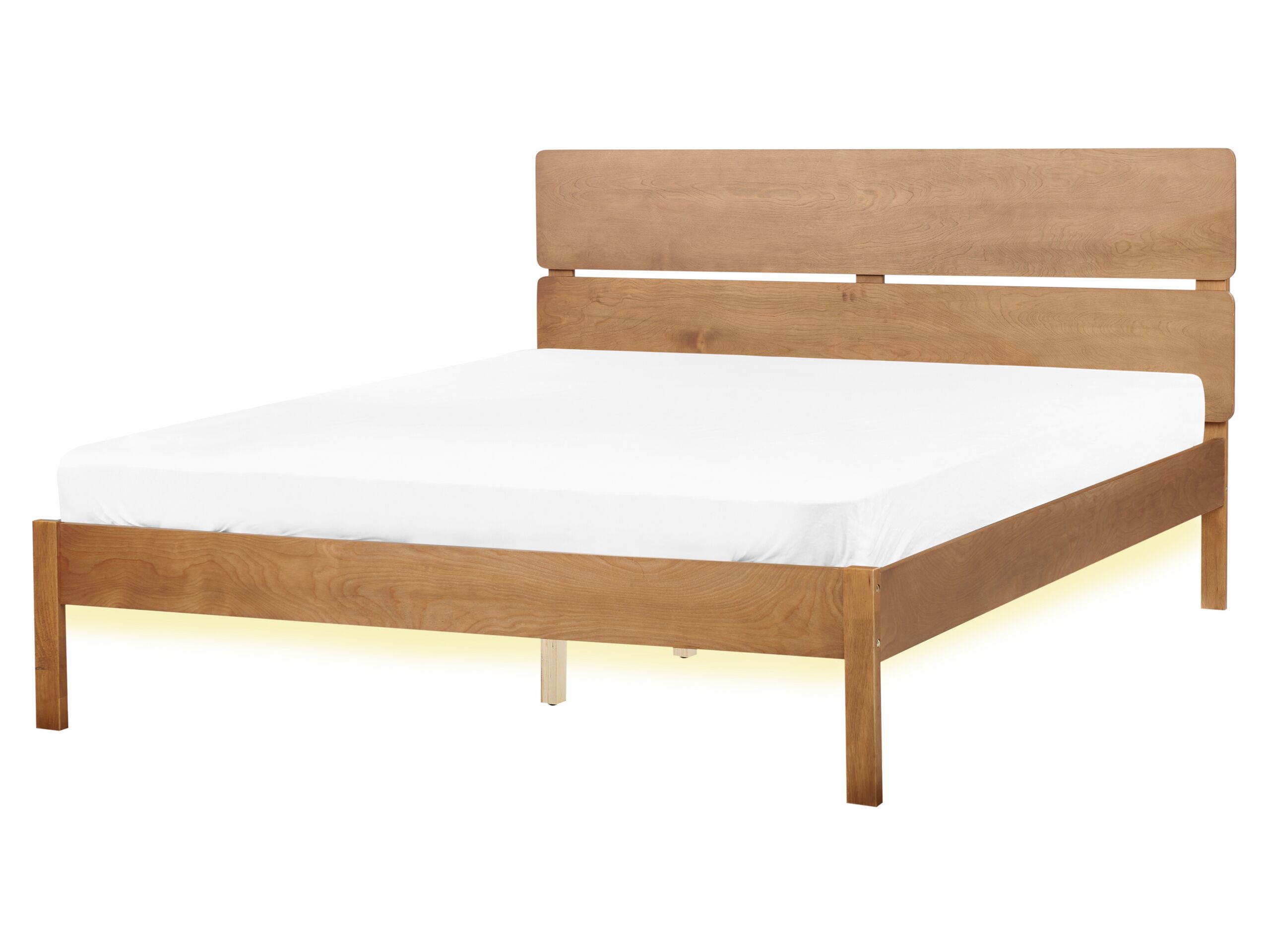 EU King Size Bed with LED Light Wood BOISSET