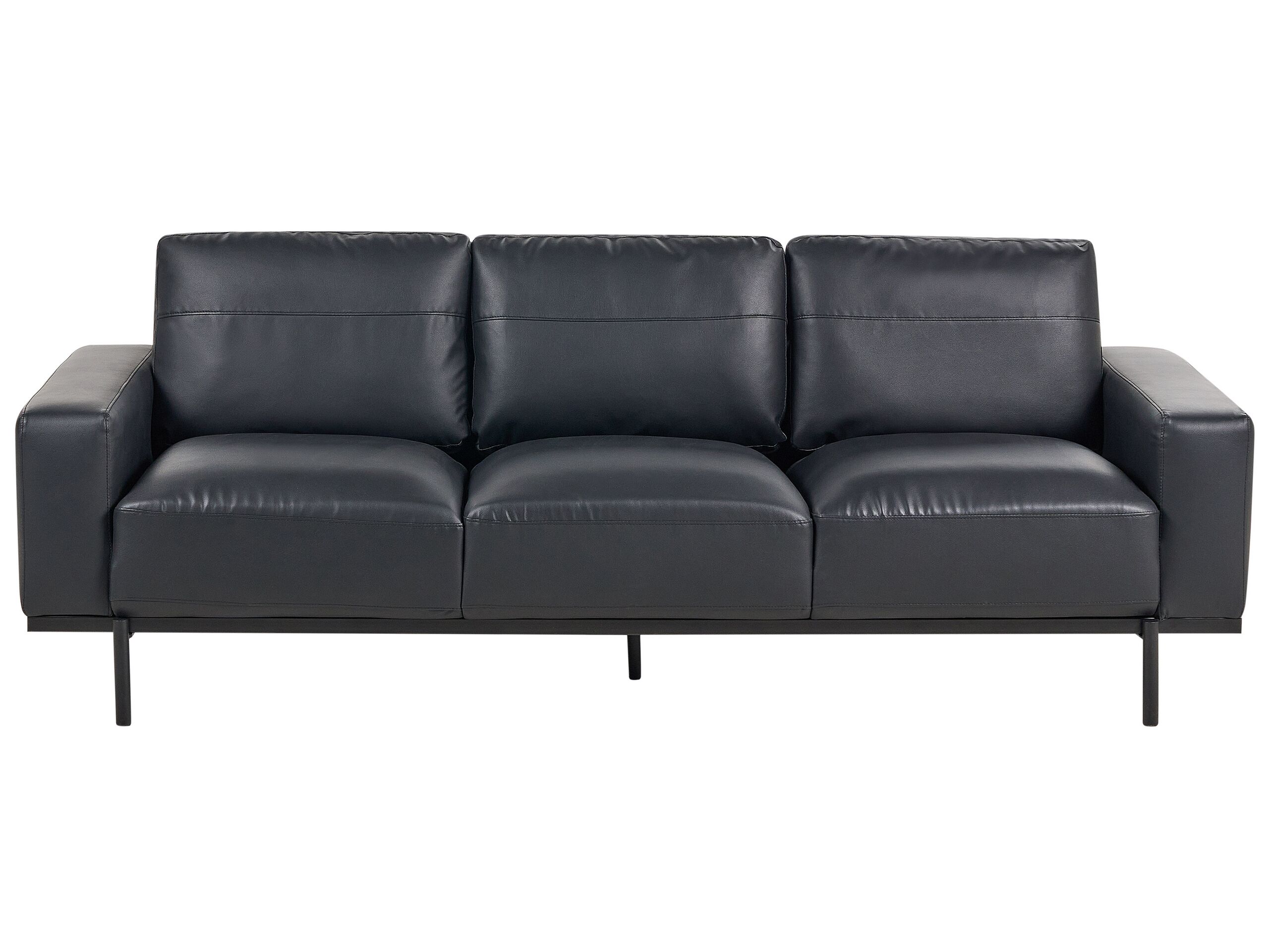 3 Seater Sofa Faux Leather Black SOVIK