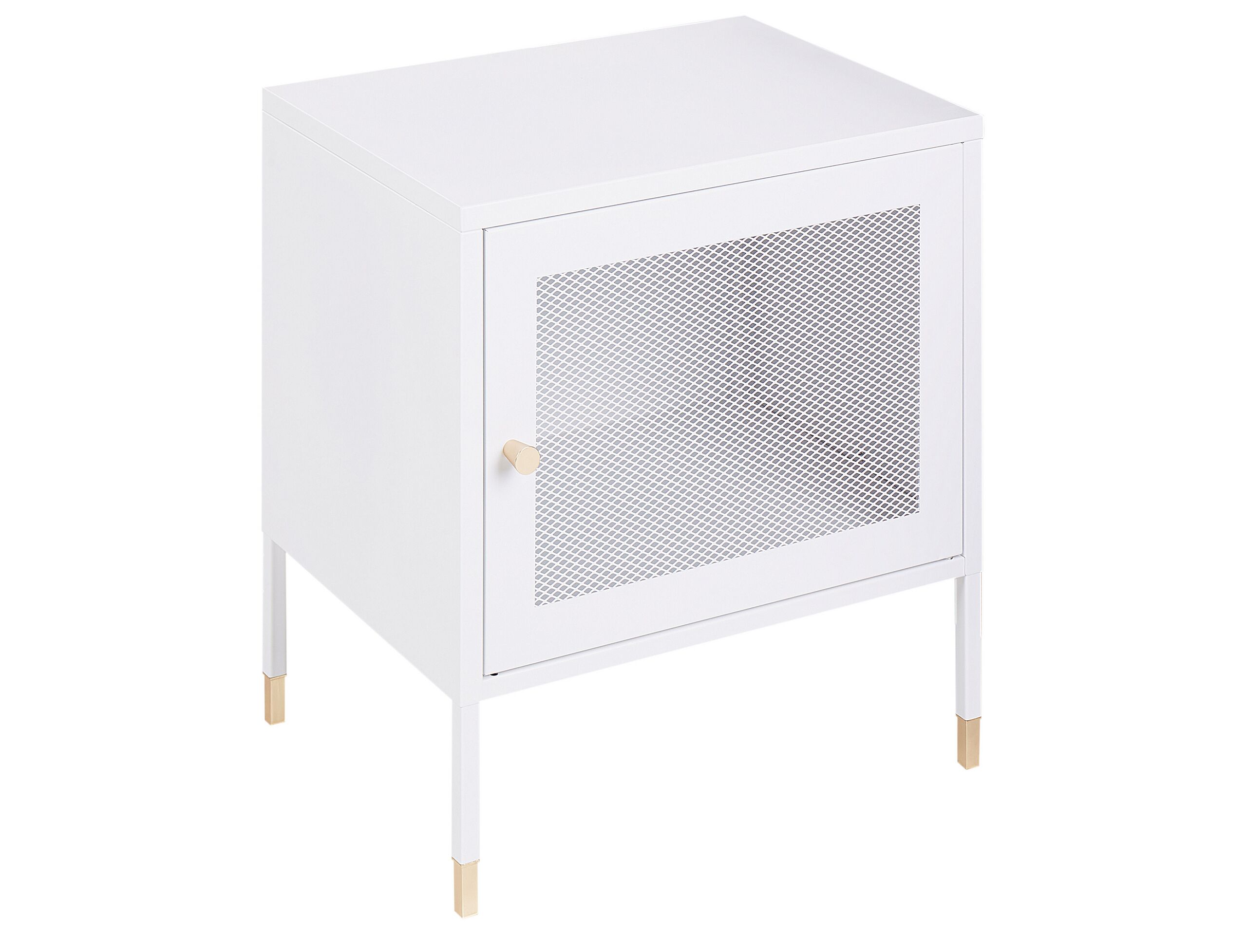 Mesh Door Steel Bedside Table White OSSETT