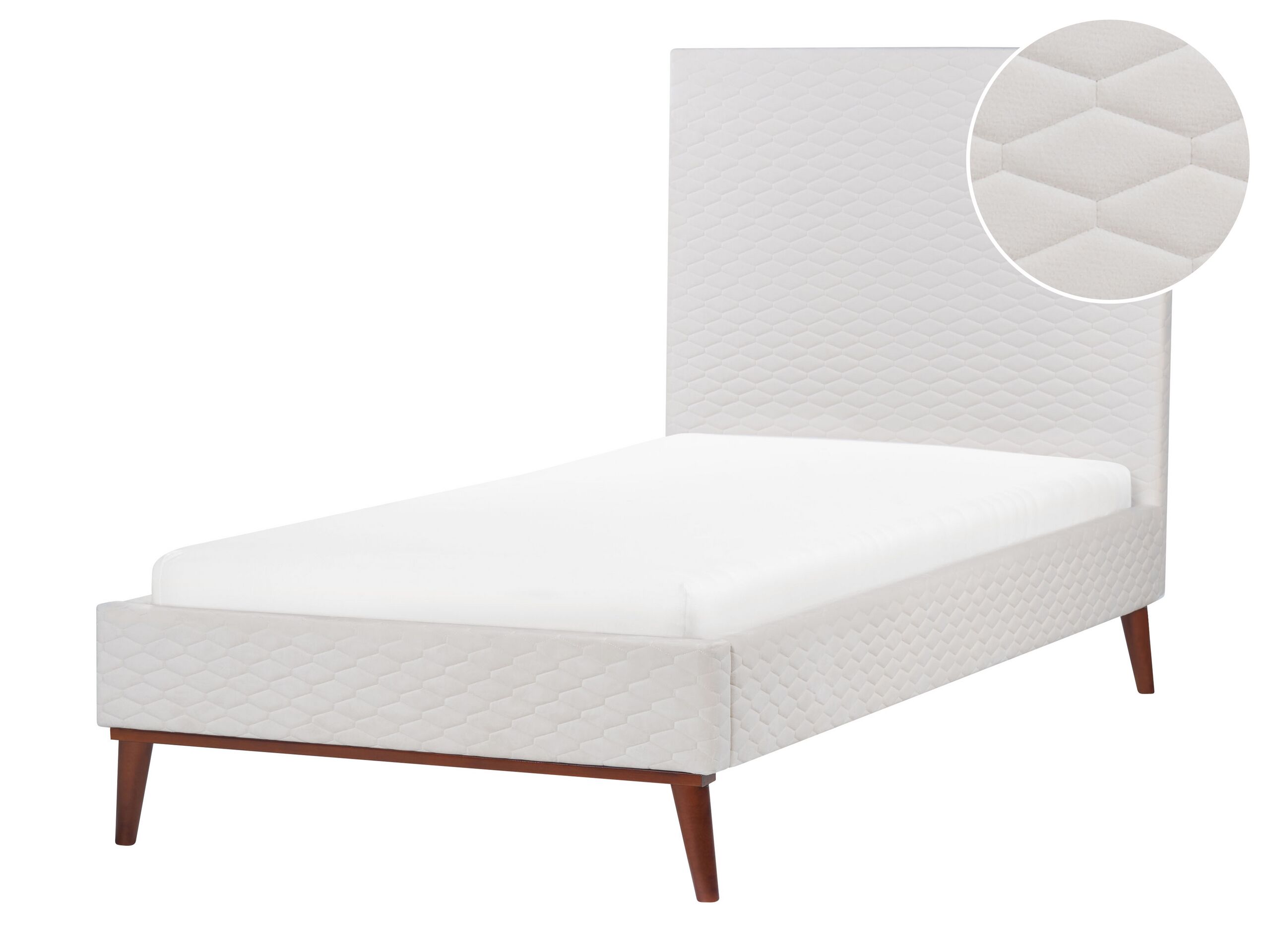 Velvet EU Single Size Bed Off-White BAYONNE