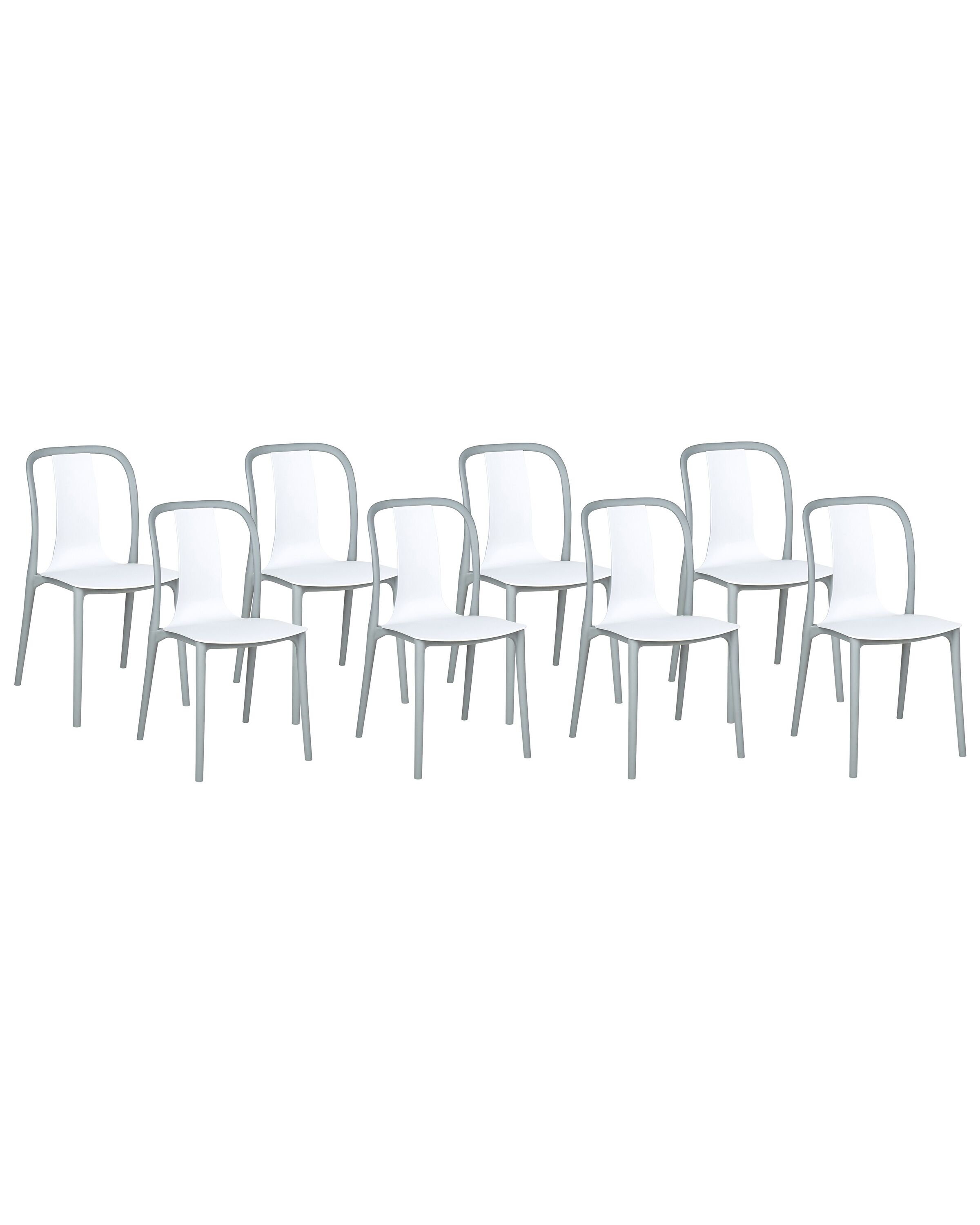 Set of 8 Garden Chairs White and Grey SPEZIA