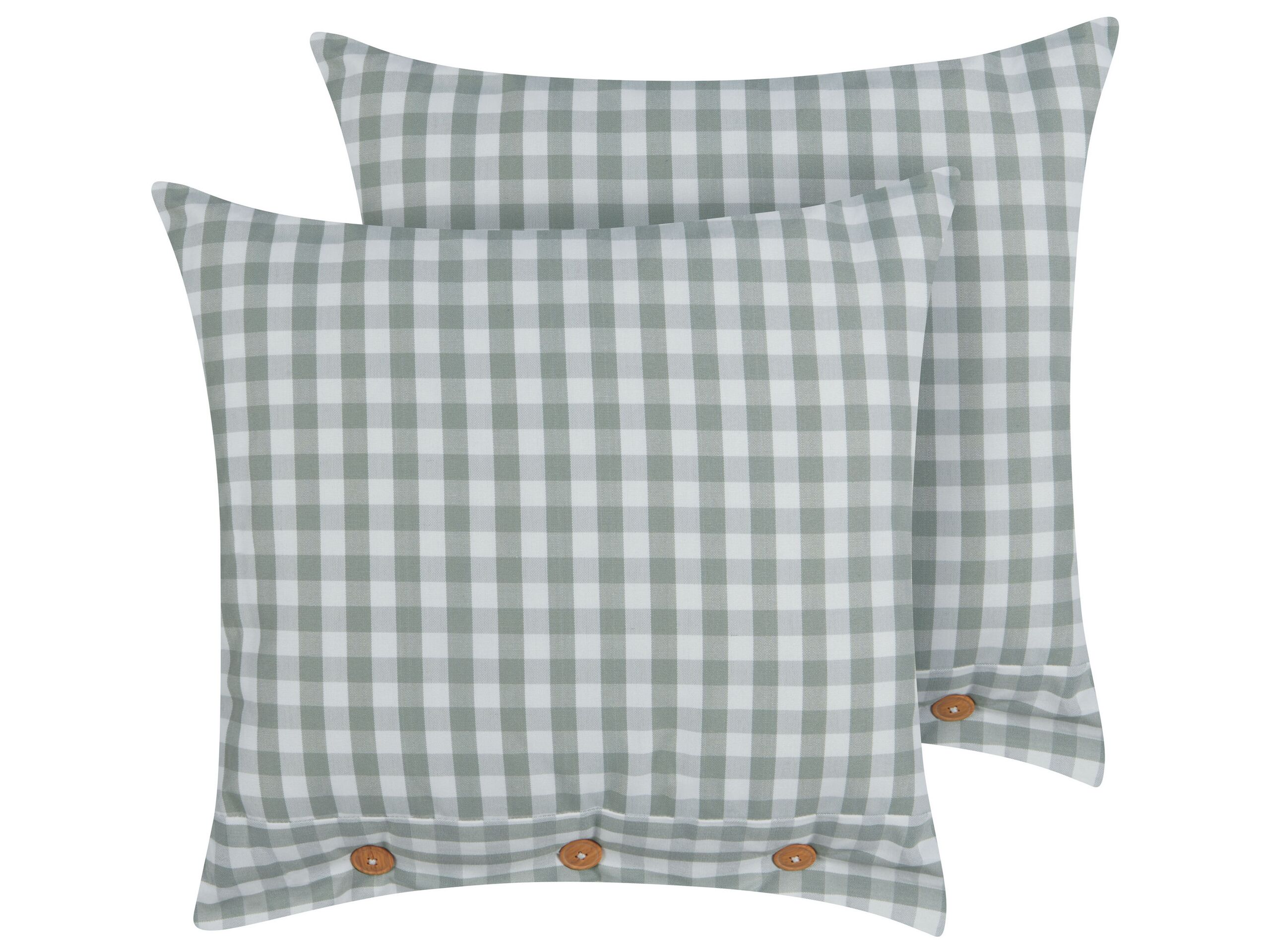Set of 2 Cushions Chequered Pattern 45x45cm Green and White