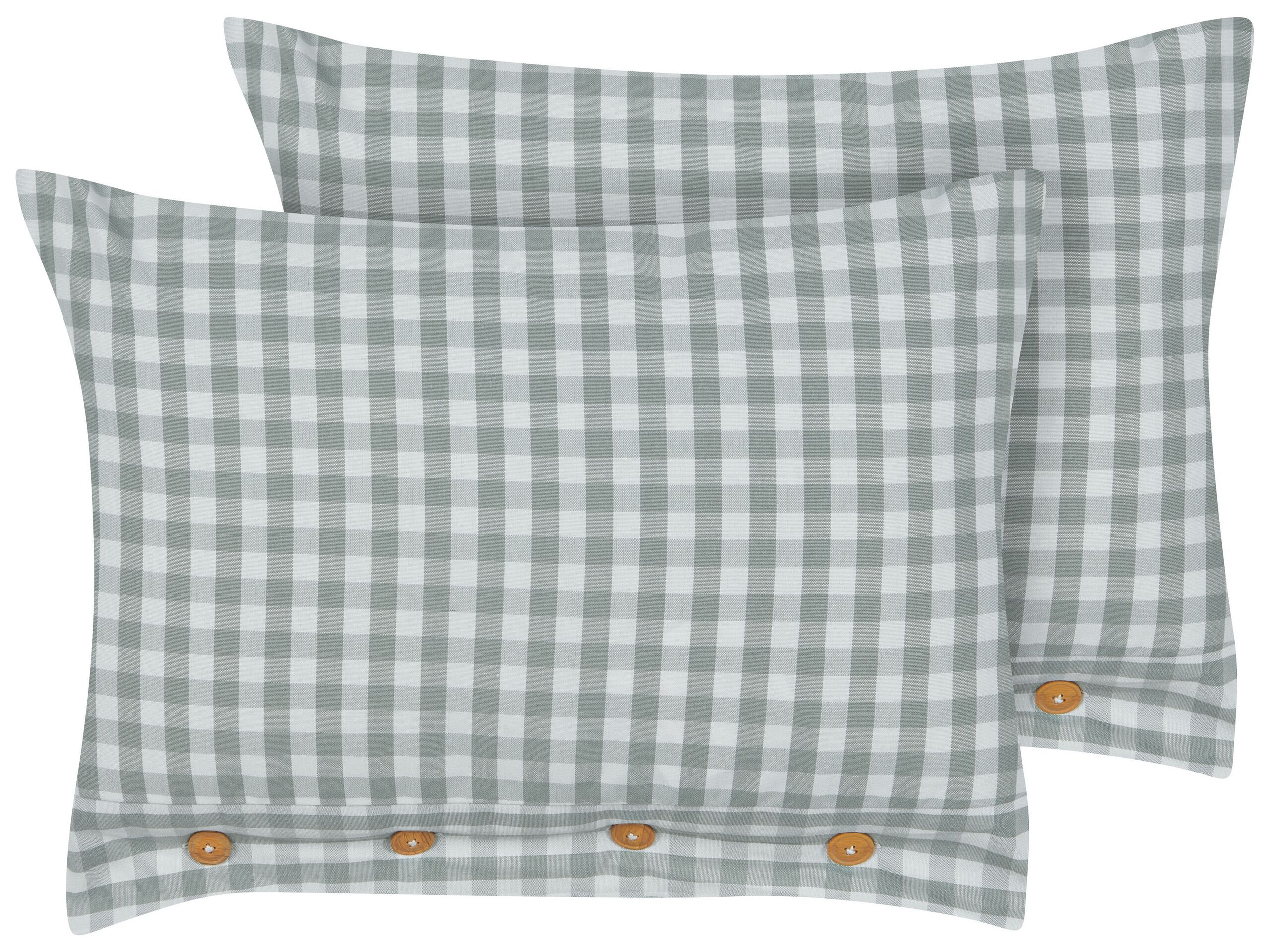 Set of 2 Cushions Chequered Pattern 40x60cm Green and White
